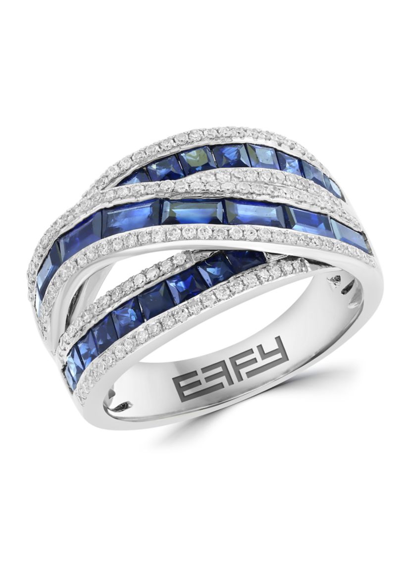 14K White Gold Diamond Sapphire Ring 