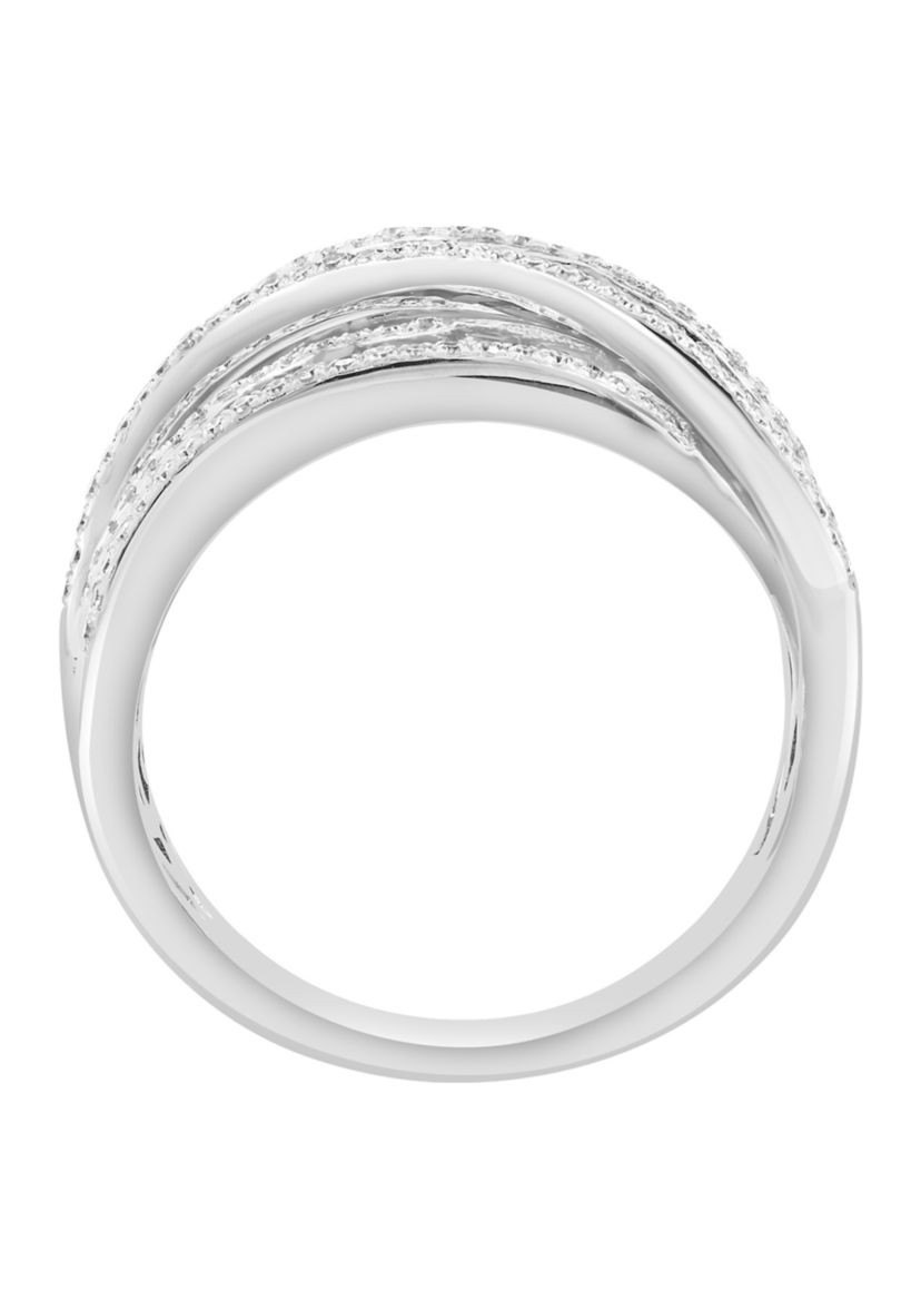 14K White Gold Diamond Sapphire Ring 