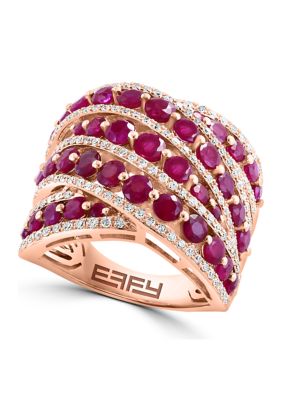 Effy 14K Rose Gold Diamond Ruby Ring