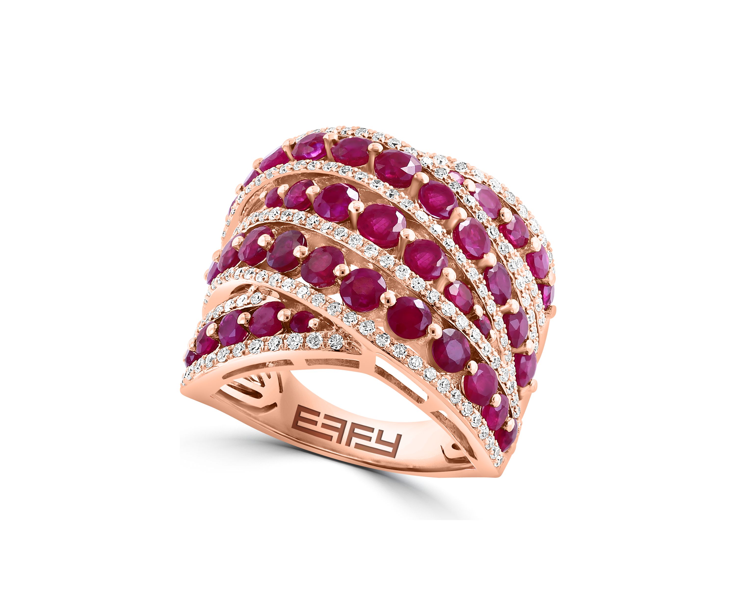 14K Rose Gold Diamond Ruby Ring 