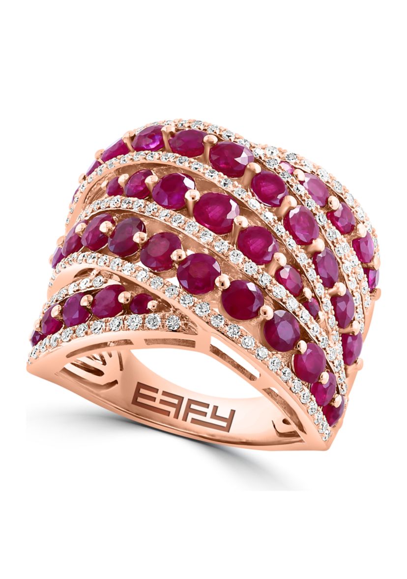14K Rose Gold Diamond Ruby Ring 