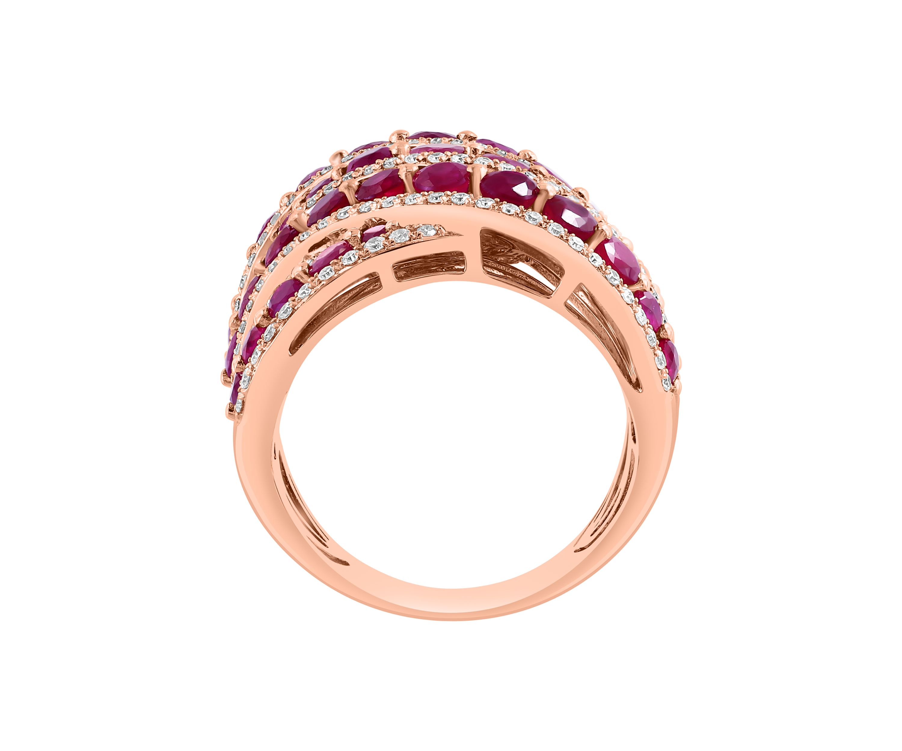 14K Rose Gold Diamond Ruby Ring 