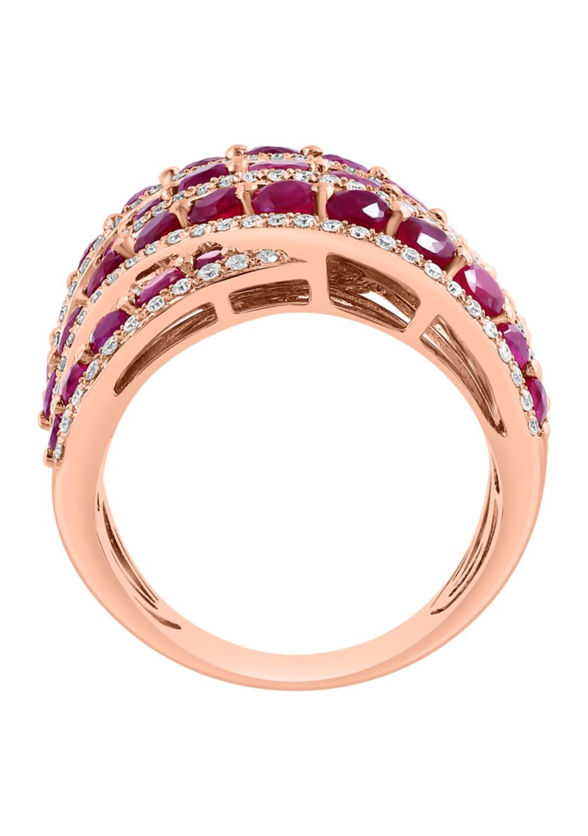 14K Rose Gold Diamond Ruby Ring 