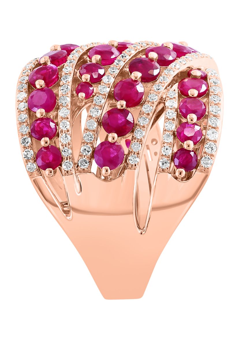 14K Rose Gold Diamond Ruby Ring 