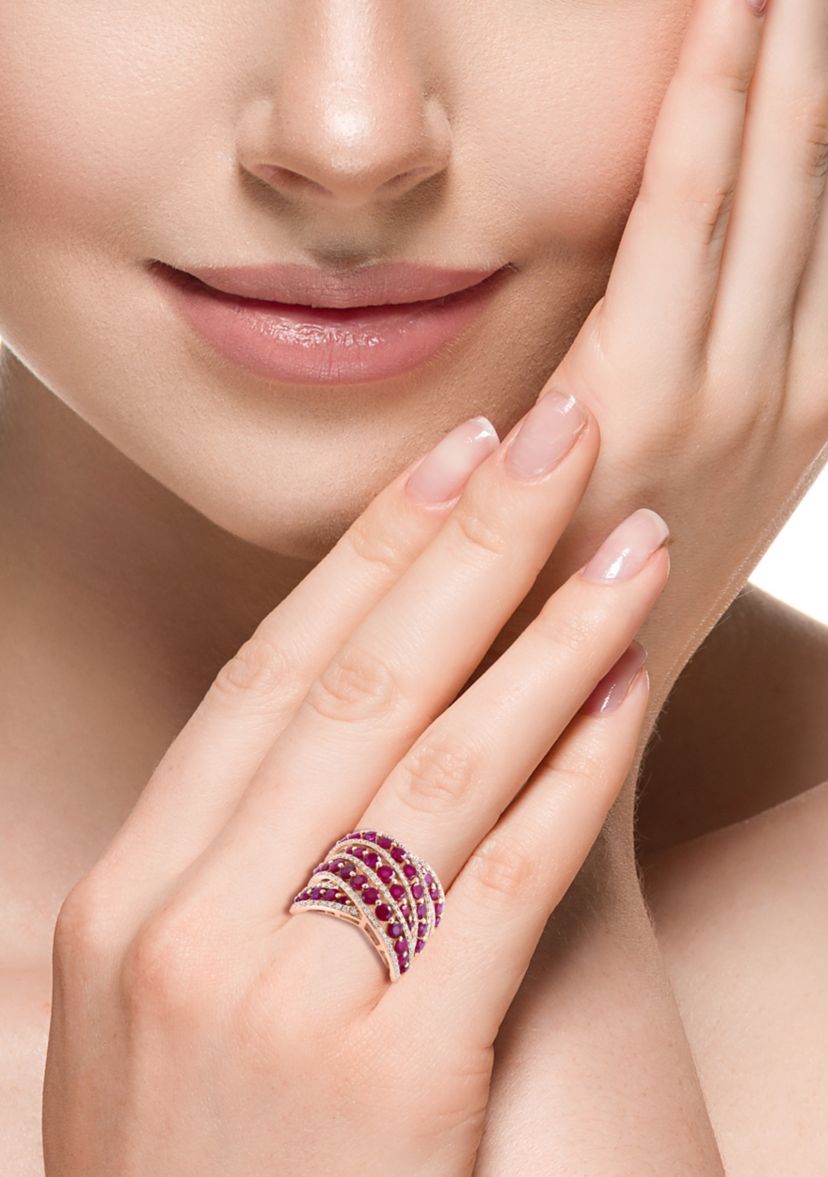 14K Rose Gold Diamond Ruby Ring 