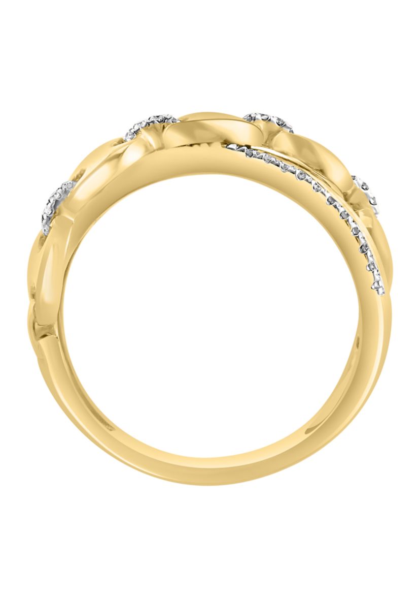 1/6 ct. t.w. Diamond Crossover Ring in Gold Over Silver