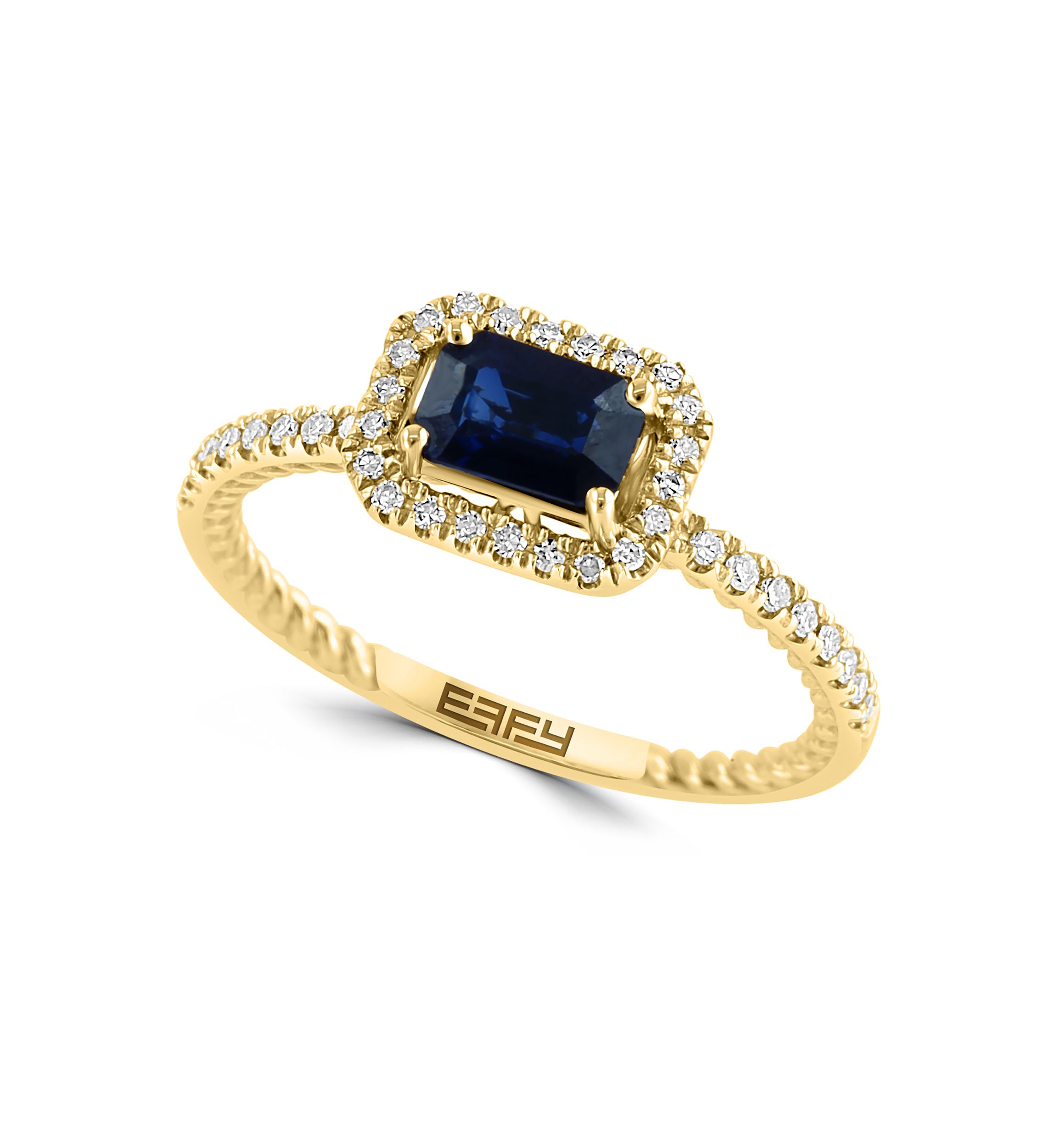 1/4 ct. t.w. Diamond and 5/8 ct. t.w. Sapphire Ring in 14K Yellow Gold 