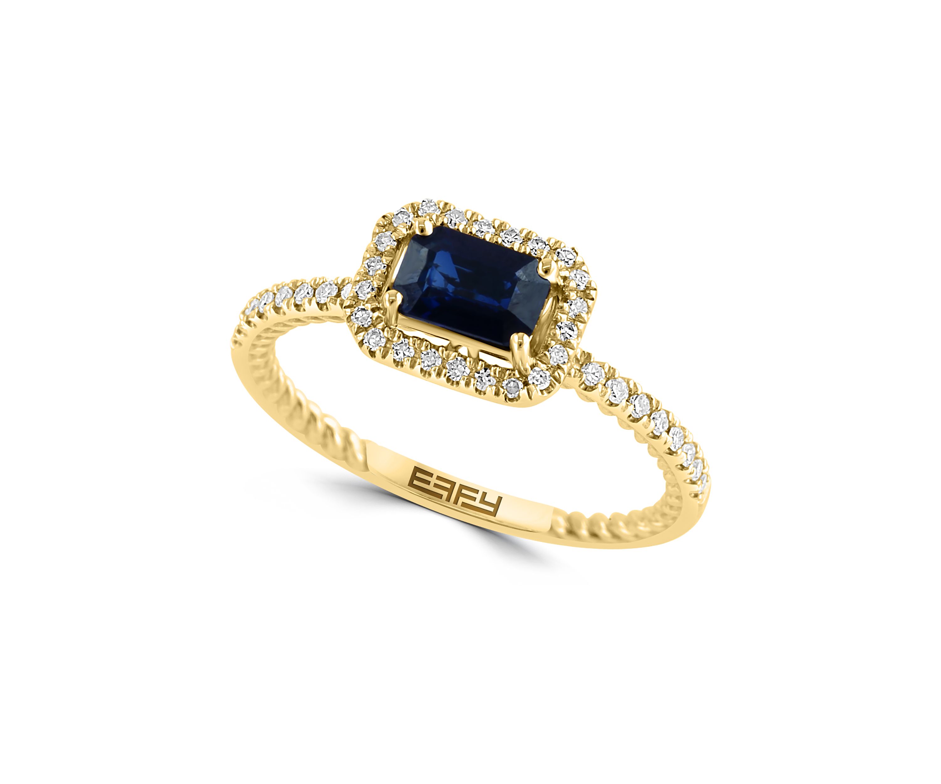 1/4 ct. t.w. Diamond and 5/8 ct. t.w. Sapphire Ring in 14K Yellow Gold 