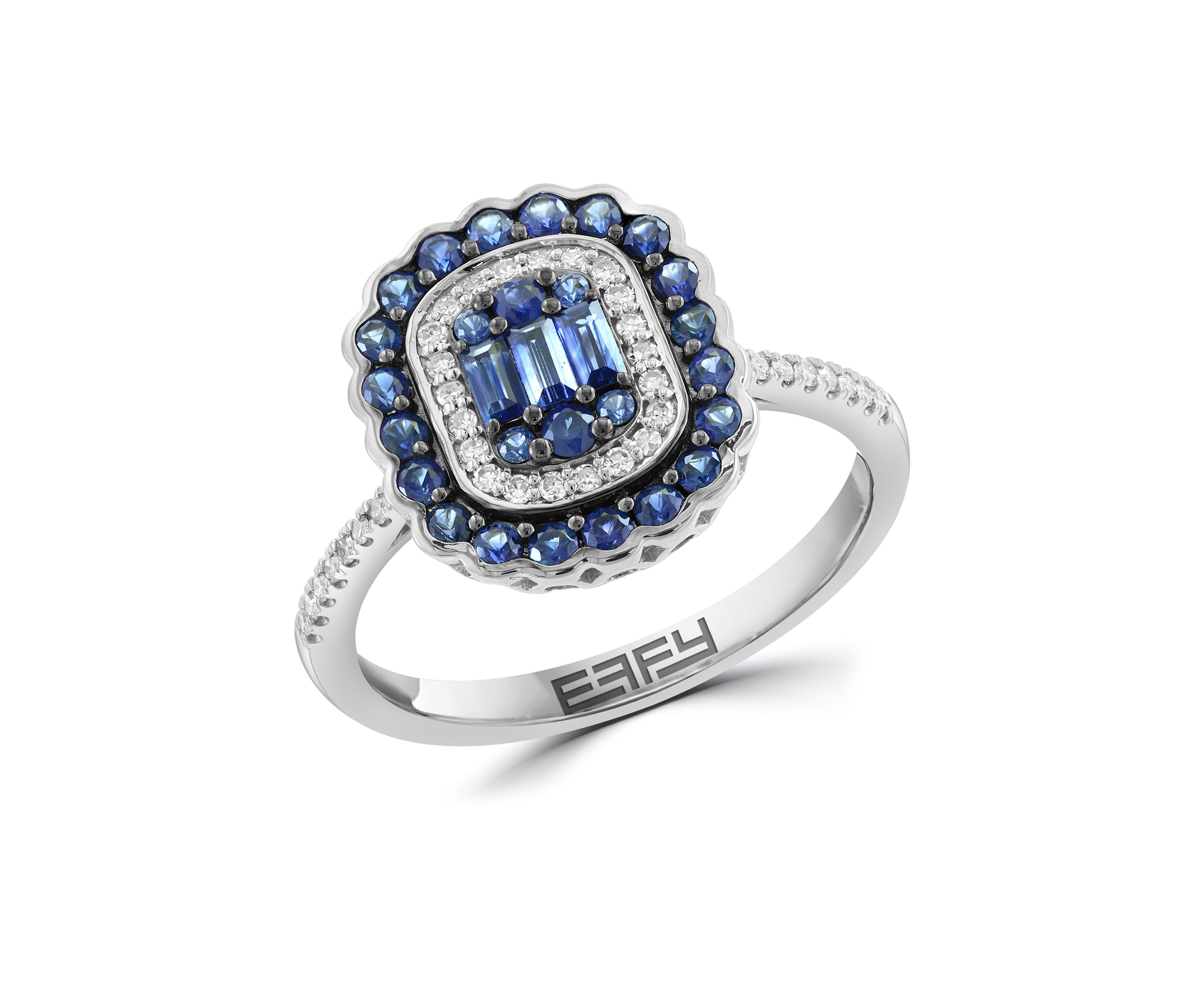 14K White Gold Diamond Sapphire Ring 