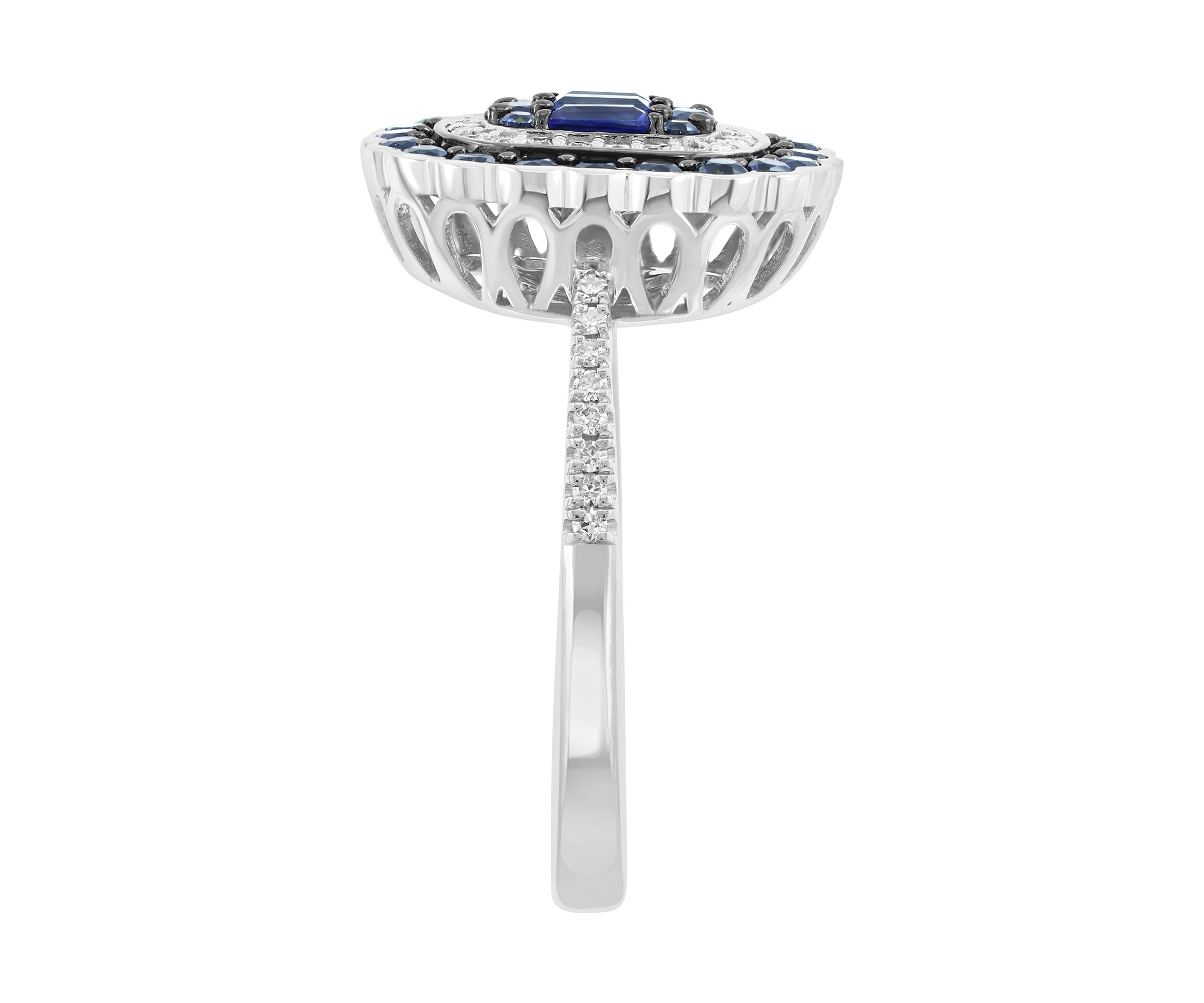 14K White Gold Diamond Sapphire Ring 