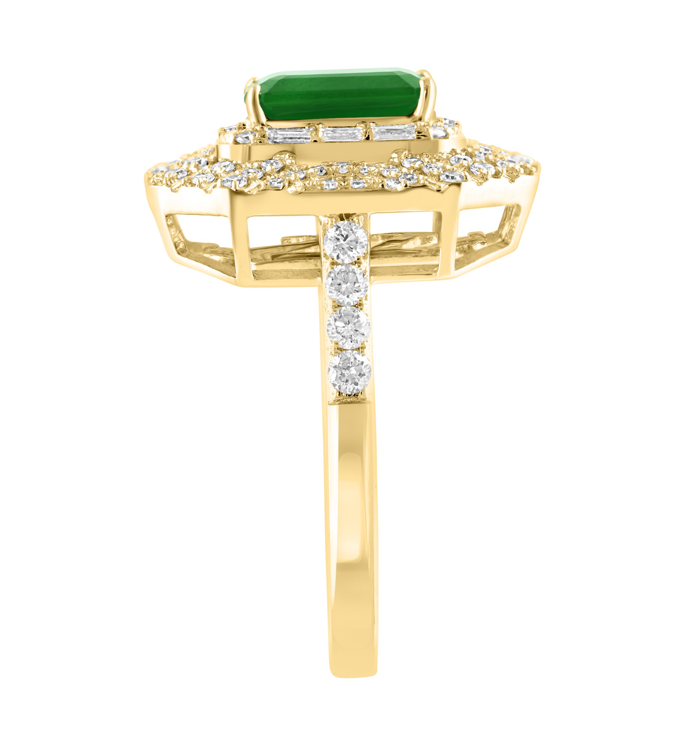 14K Yellow Gold Diamond & Emerald Ring