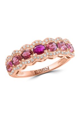 Effy 1/6 ct. t.w. Diamond, Ruby, Pink Tourmaline Ring in 14K Rose Gold, 7 -  0191120893914