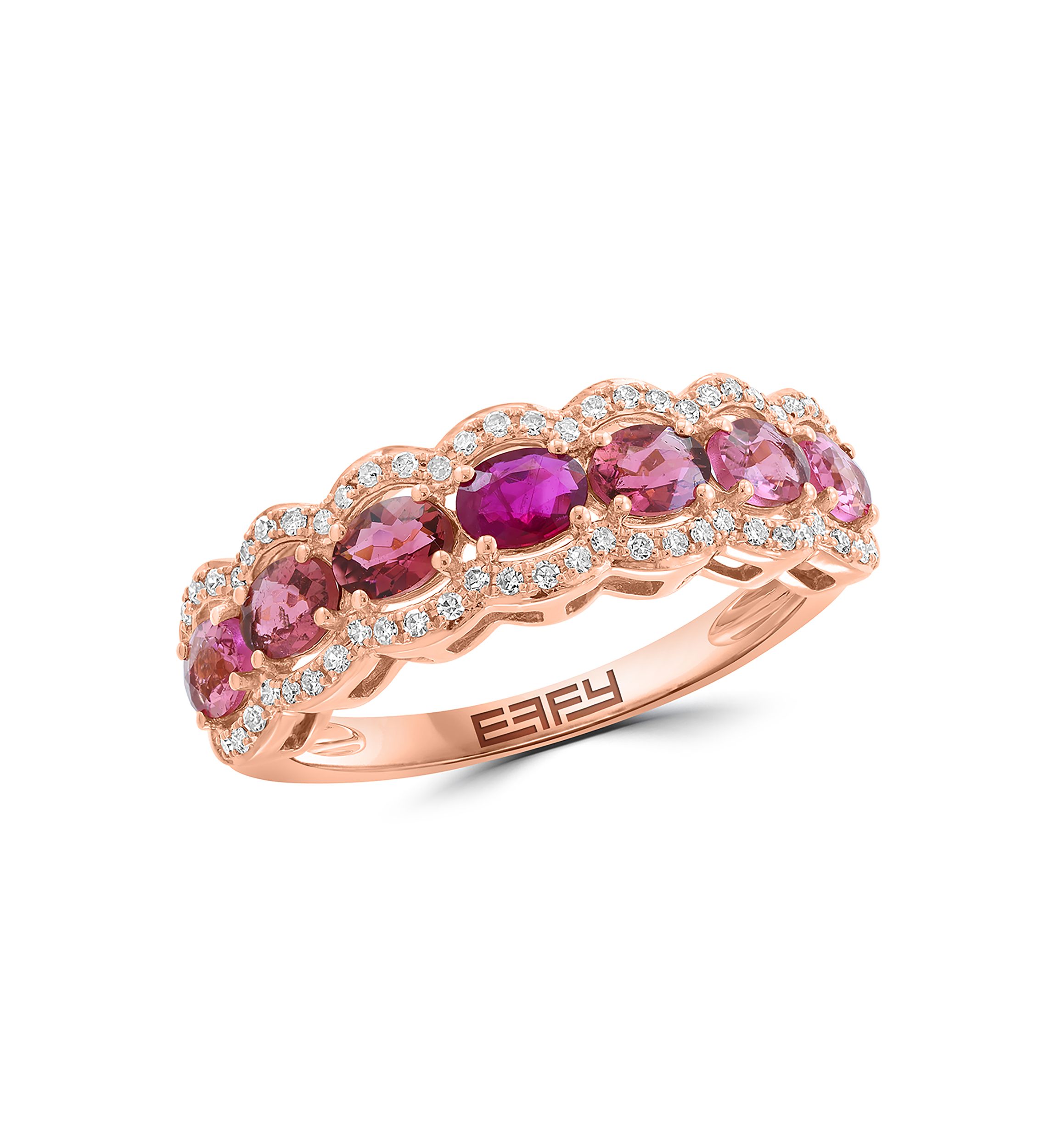 1/6 ct. t.w. Diamond, Ruby, Pink Tourmaline Ring in 14K Rose Gold