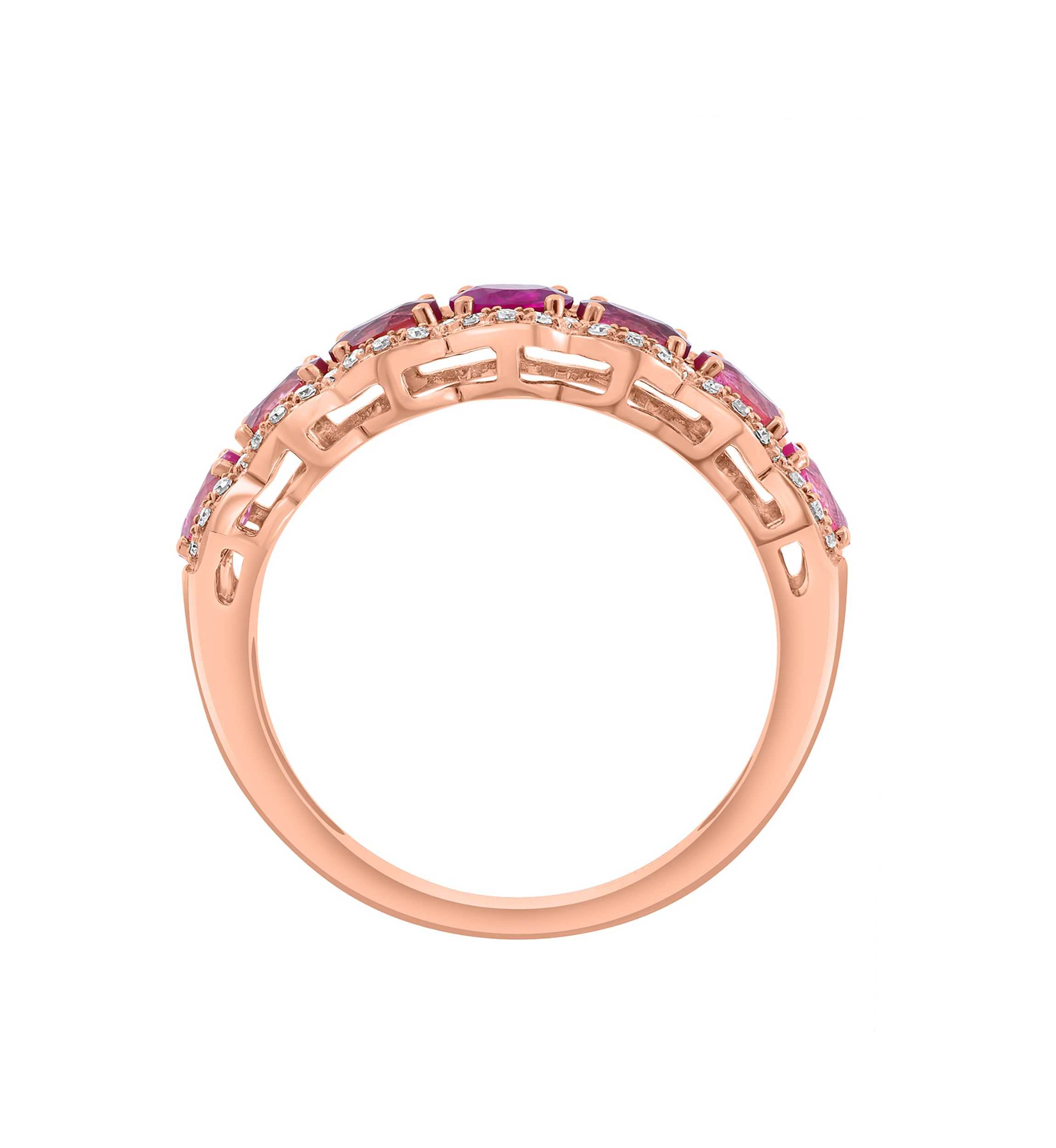 1/6 ct. t.w. Diamond, Ruby, Pink Tourmaline Ring in 14K Rose Gold