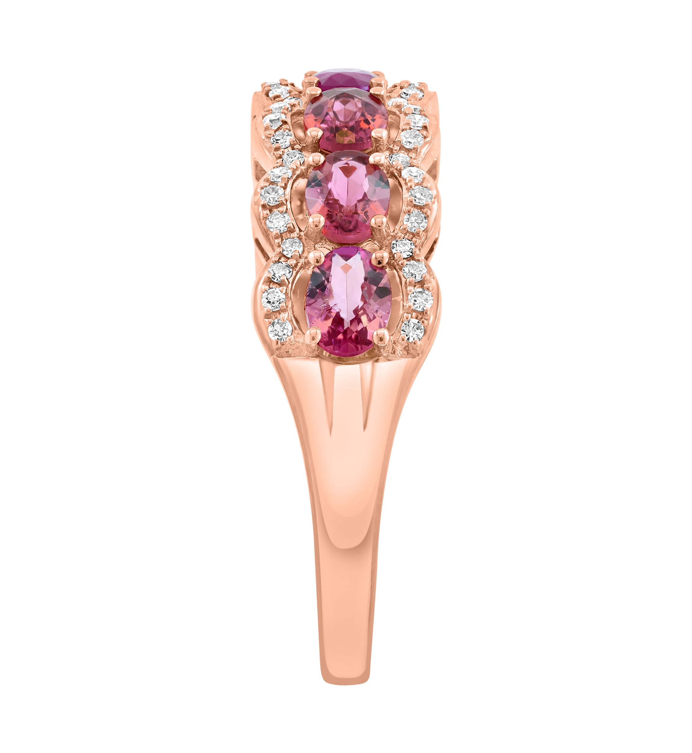 1/6 ct. t.w. Diamond, Ruby, Pink Tourmaline Ring in 14K Rose Gold