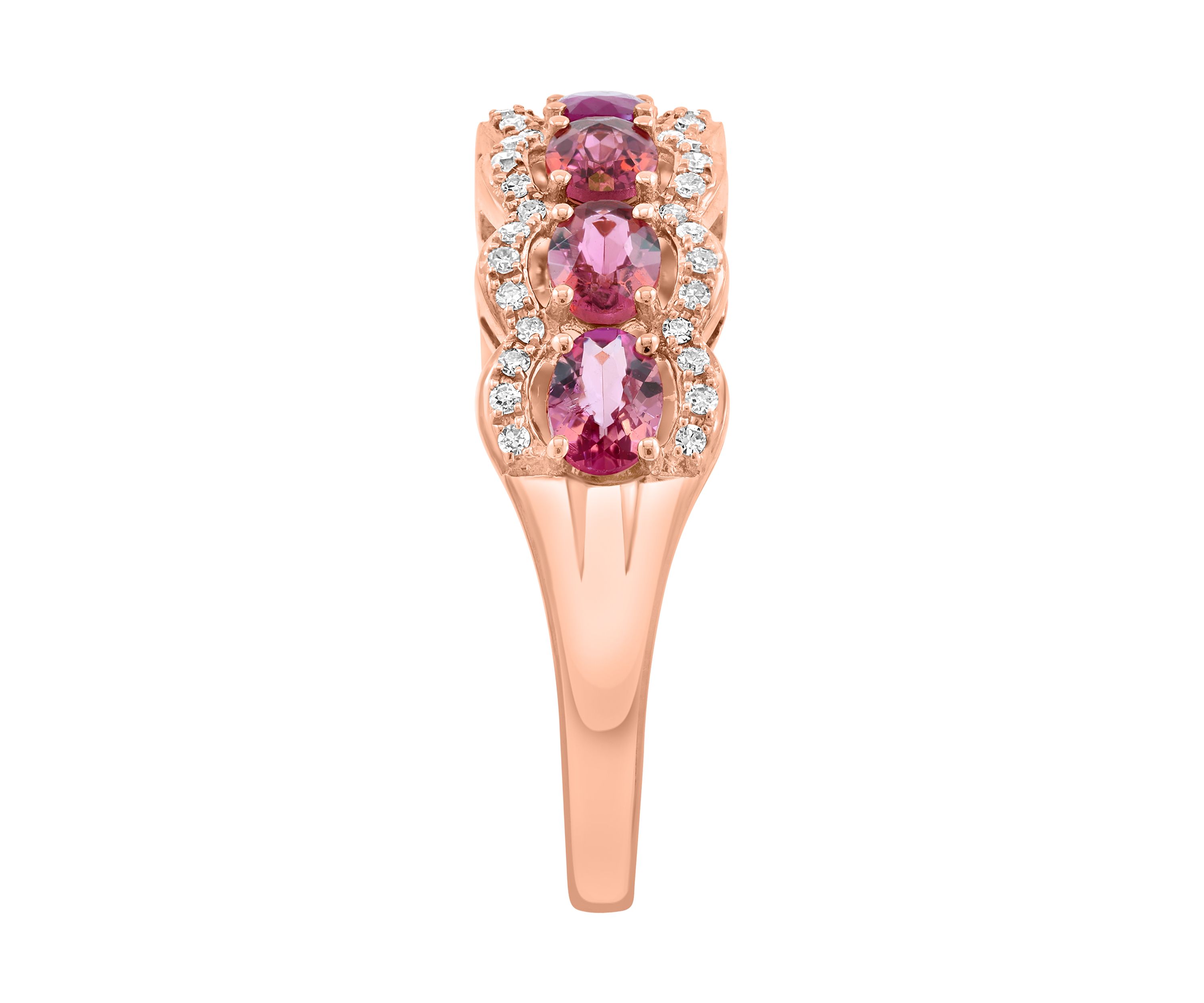 1/6 ct. t.w. Diamond, Ruby, Pink Tourmaline Ring in 14K Rose Gold