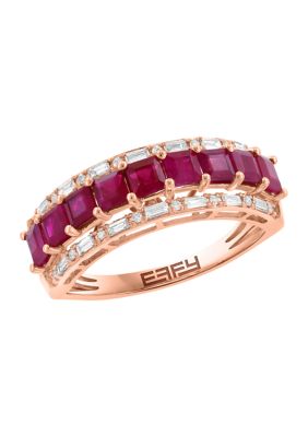 Effy 1/5 ct. t.w. Diamond and 1.54 ct. t.w. Ruby Ring in 14K Rose Gold, 7 -  0191120898452