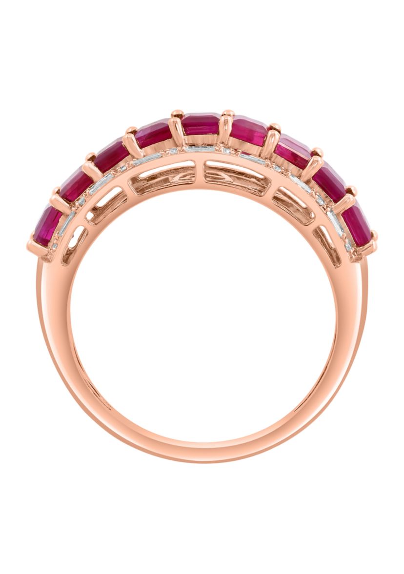 1/5 ct. t.w. Diamond and 1.54 ct. t.w. Ruby Ring in 14K Rose Gold