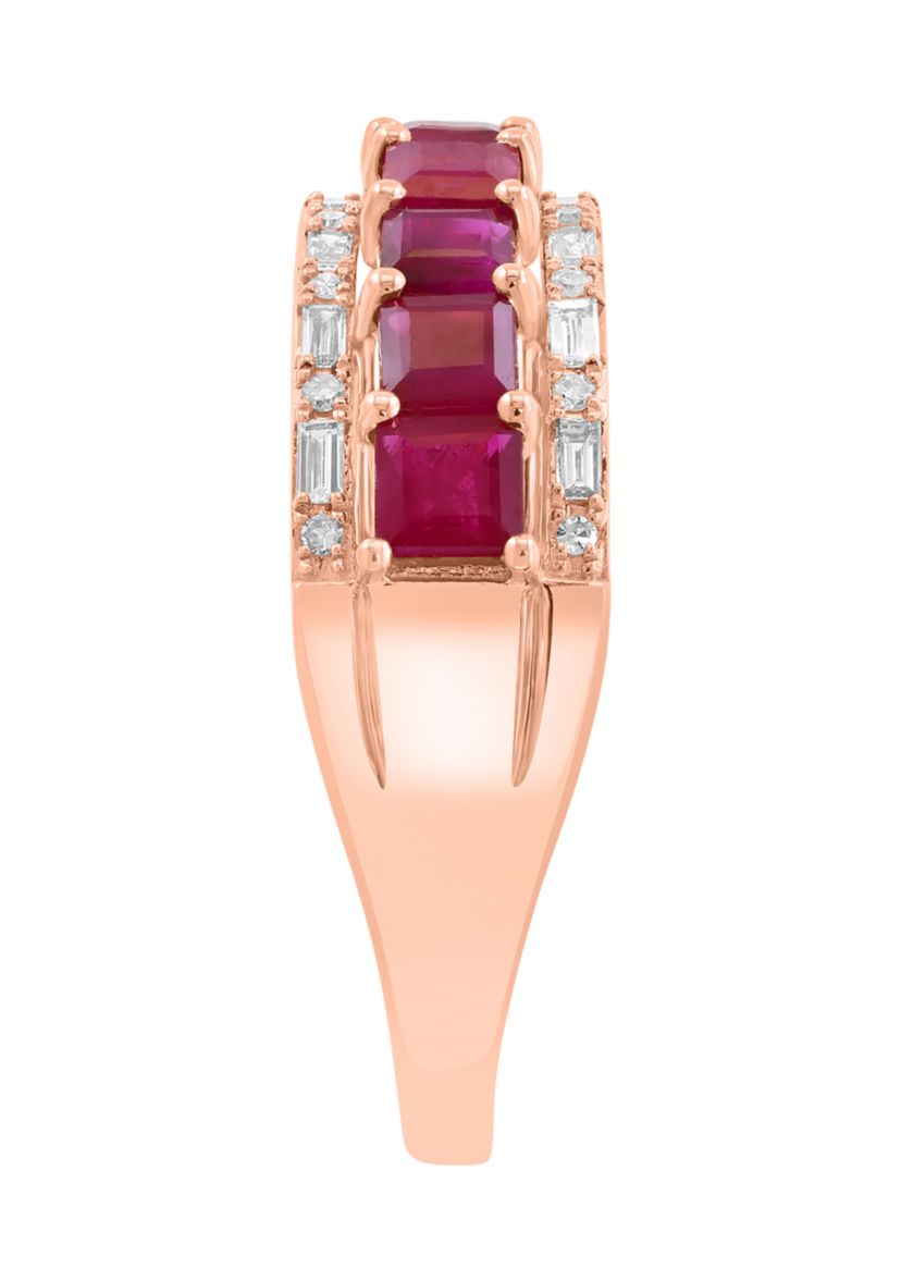 1/5 ct. t.w. Diamond and 1.54 ct. t.w. Ruby Ring in 14K Rose Gold