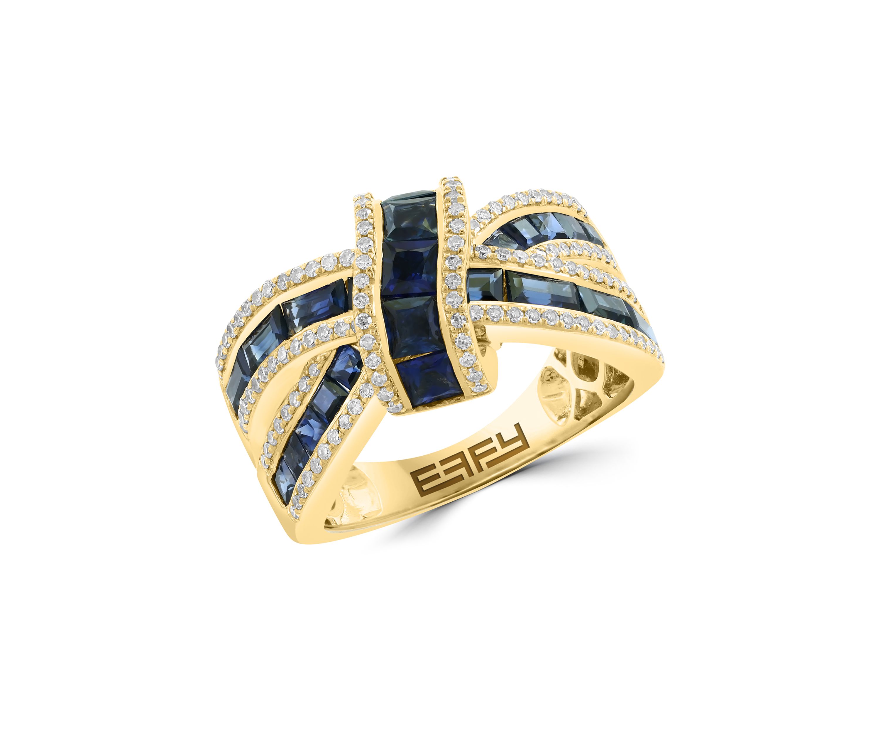 14K Yellow Gold Diamond Sapphire Ring 