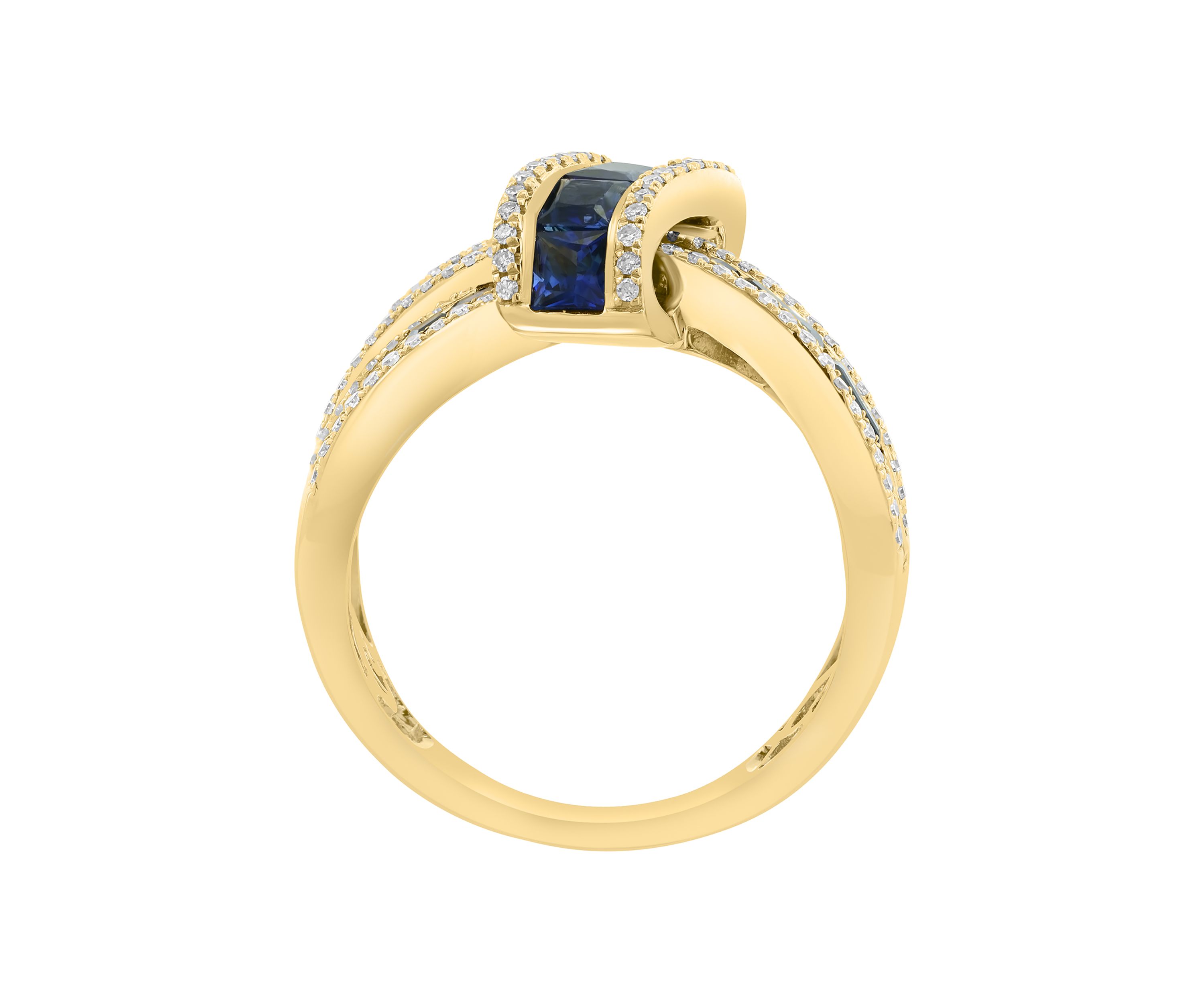 14K Yellow Gold Diamond Sapphire Ring 