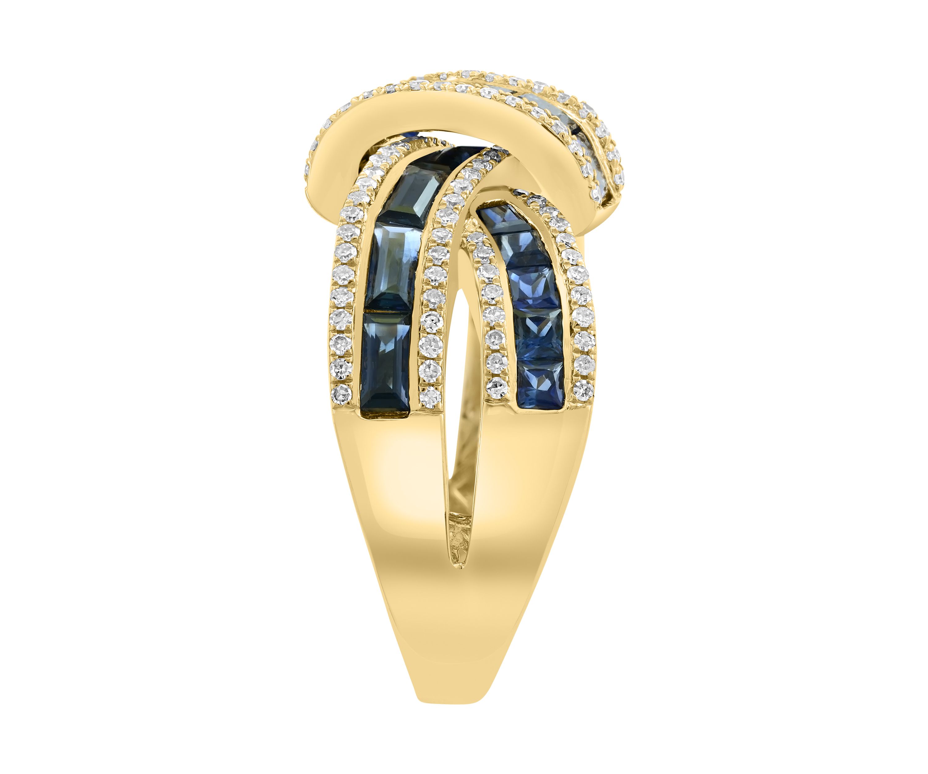 14K Yellow Gold Diamond Sapphire Ring 