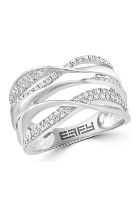 Effy 1/2 ct. t.w. Diamond Crossover Ring in Sterling Silver, 7 -  0191120979533