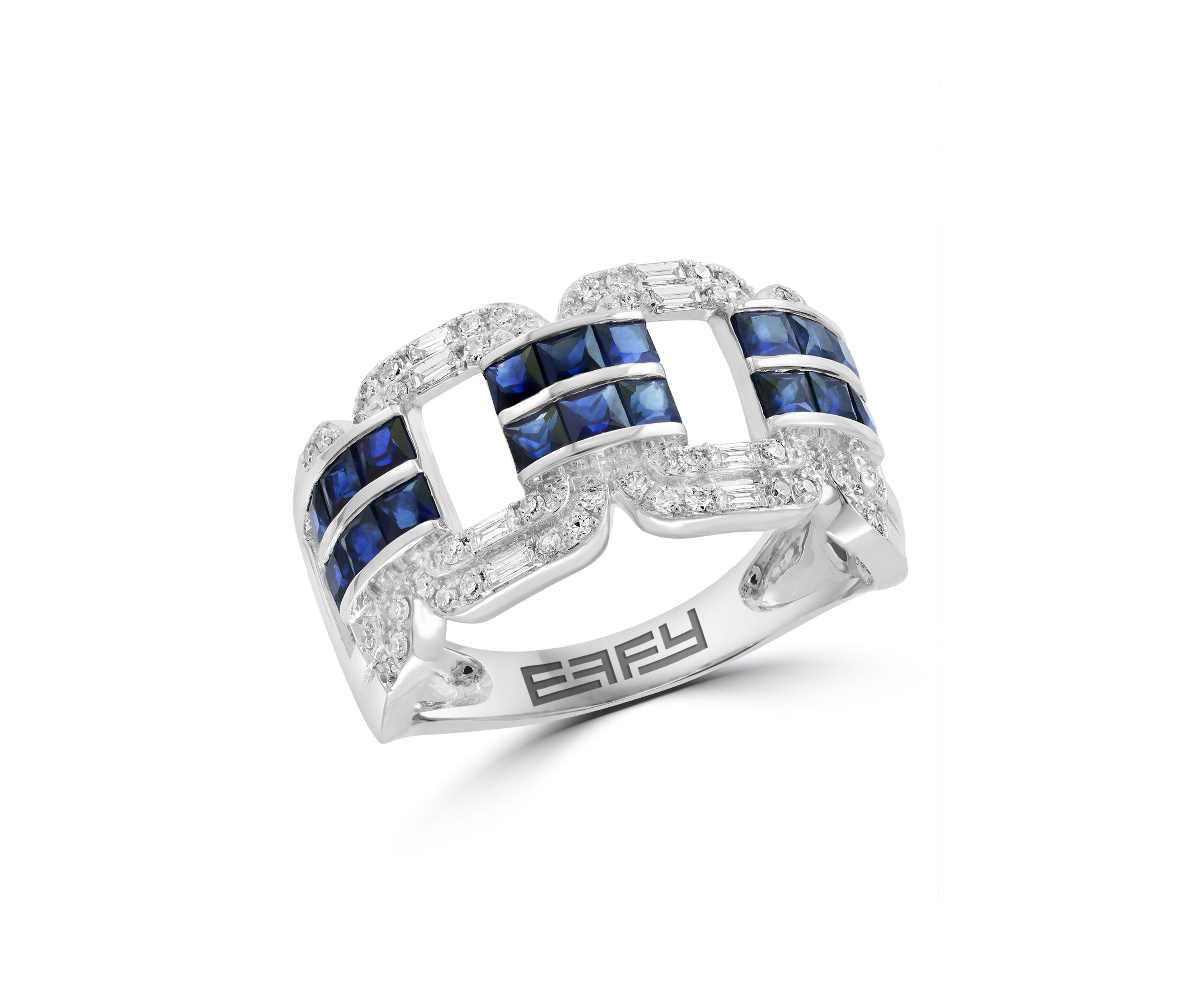 Diamond and Sapphire Ring in 14K White Gold
