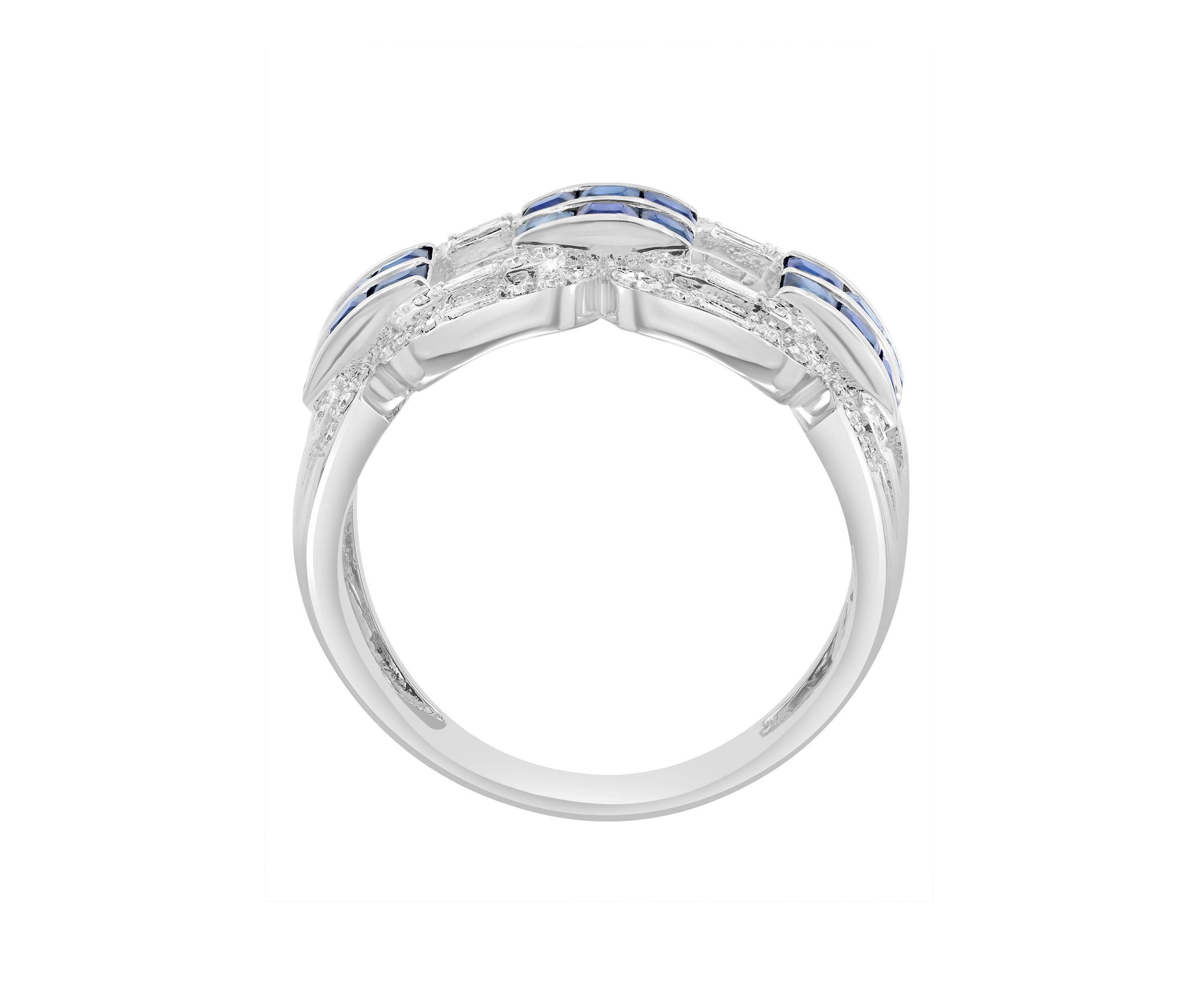 Diamond and Sapphire Ring in 14K White Gold