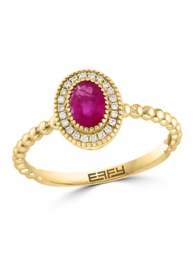 Effy Diamond and Ruby Ring in 14K Yellow Gold, 7
