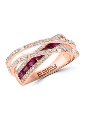 Effy 1/2 ct. t.w. Ruby, 3/4 ct. t.w. Diamond Ring in 14K Rose Gold -  5400452WZ0JI33DR6