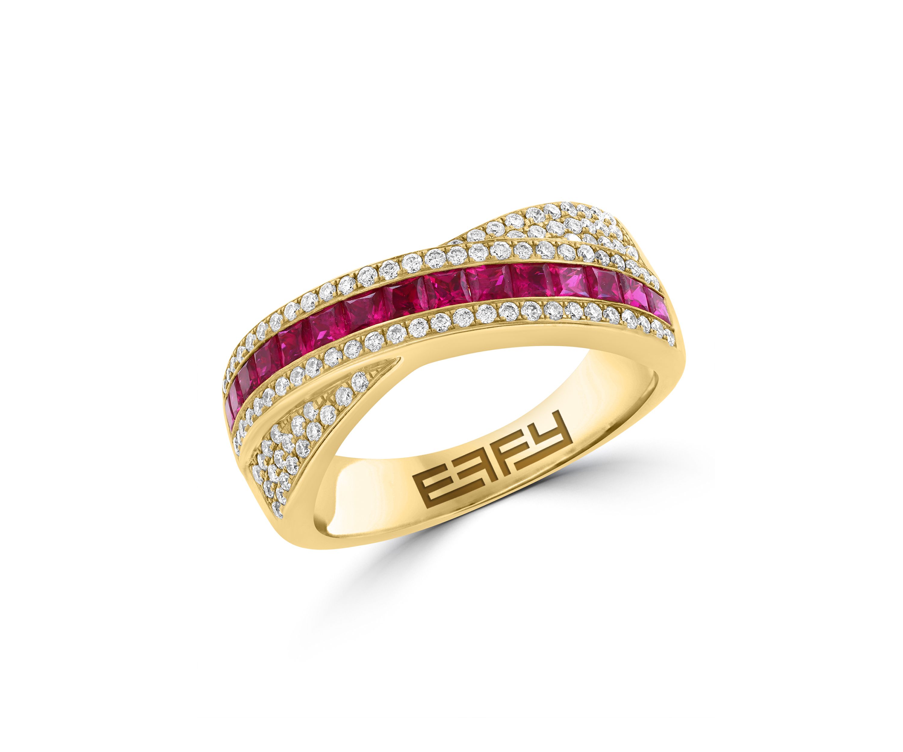 1/3 ct. t.w. Diamond, 7/8 ct. t.w. Ruby Ring in 14K Yellow Gold