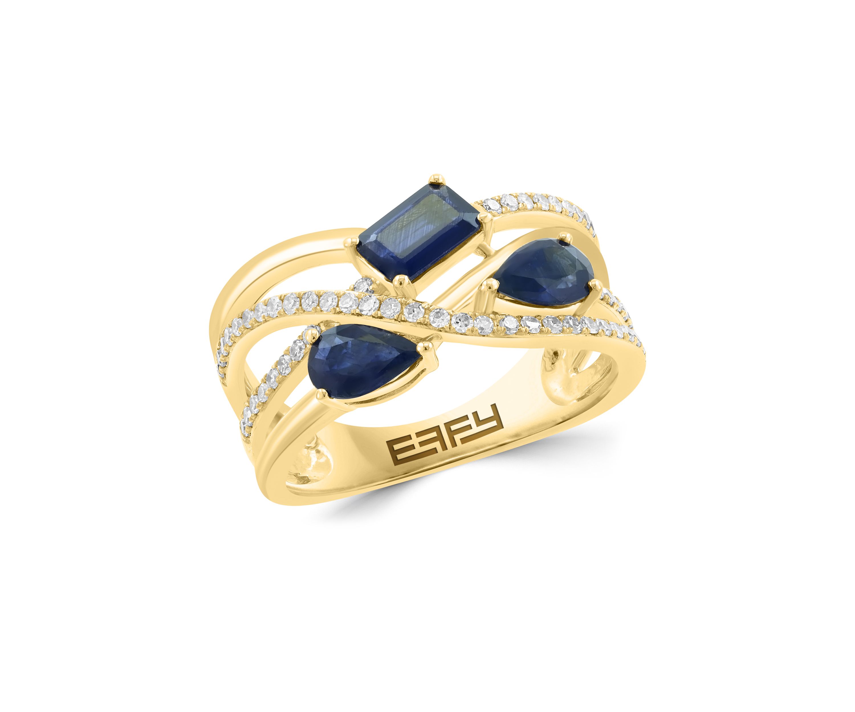14K Yellow Gold Diamond Sapphire Ring 