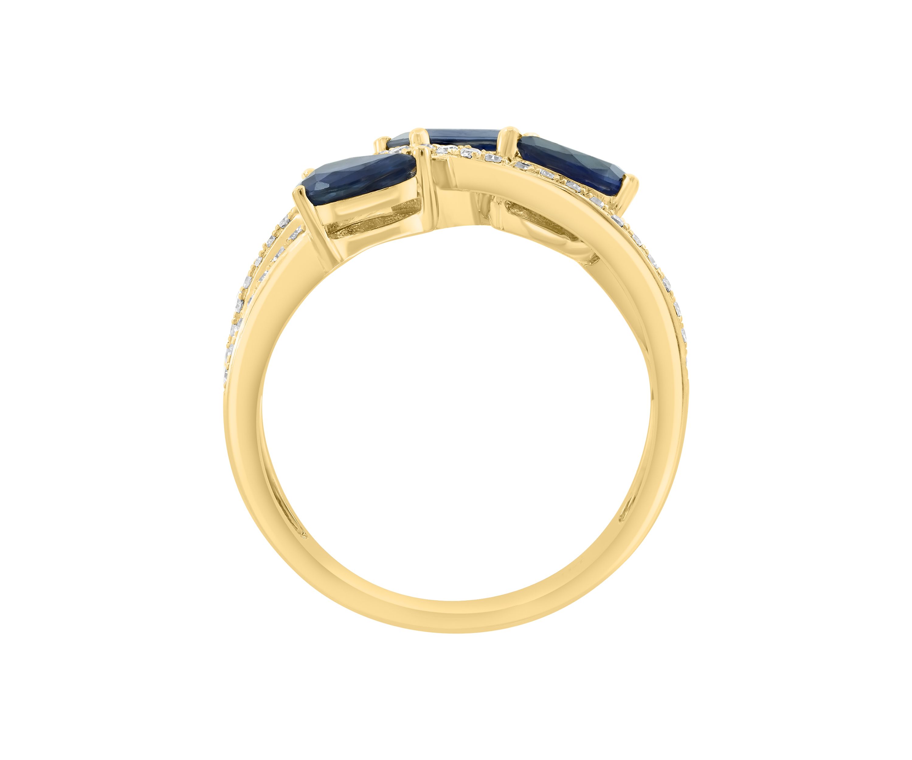 14K Yellow Gold Diamond Sapphire Ring 