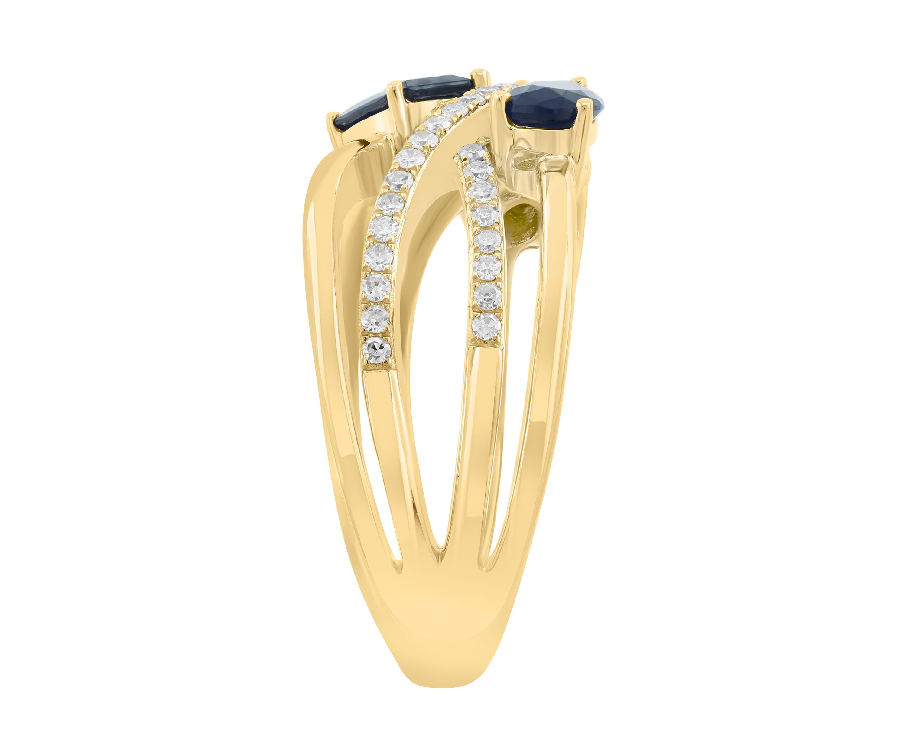 14K Yellow Gold Diamond Sapphire Ring 