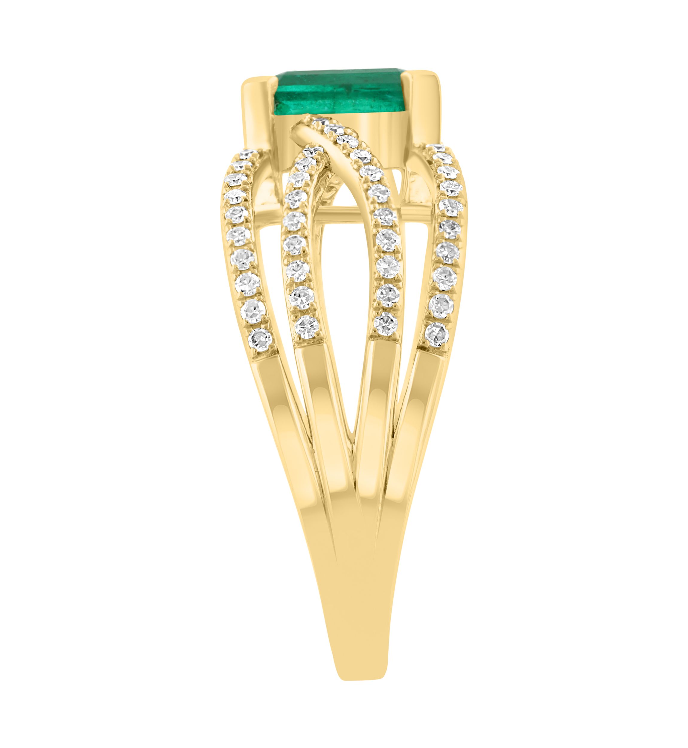 1/3 ct. t.w. Diamond and 1 ct. t.w. Emerald Ring in 14K Yellow Gold 