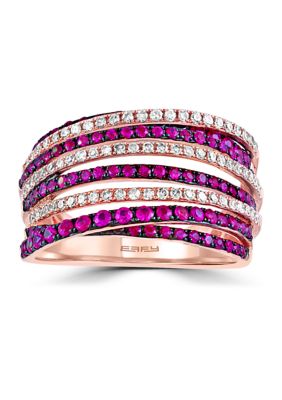 Effy 1/3 ct. t.w. Diamond and 3/4 ct. t.w. Ruby Ring in 14K Rose Gold, 7 -  0607649033309