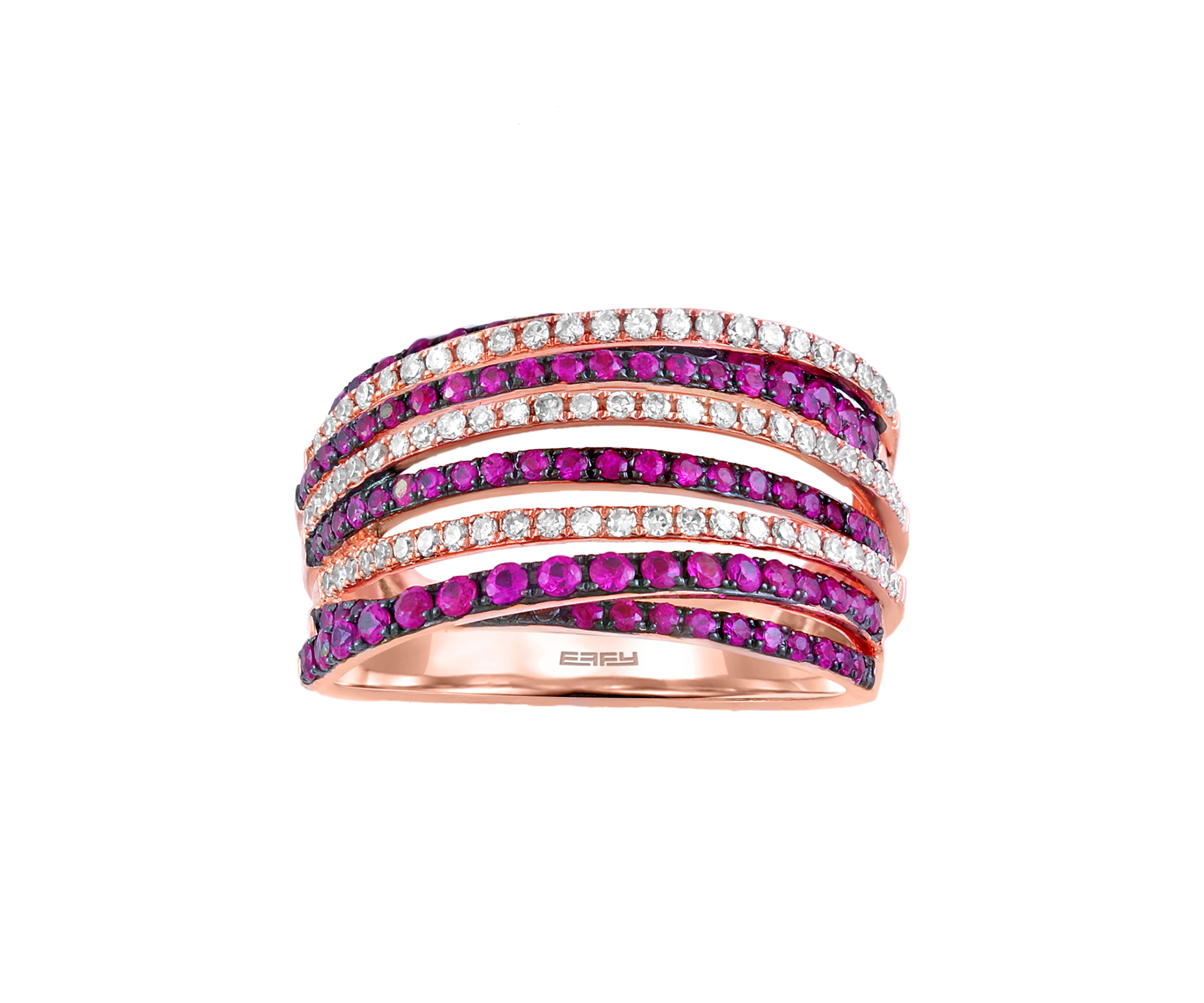 1/3 ct. t.w. Diamond and 3/4 ct. t.w. Ruby Ring in 14K Rose Gold