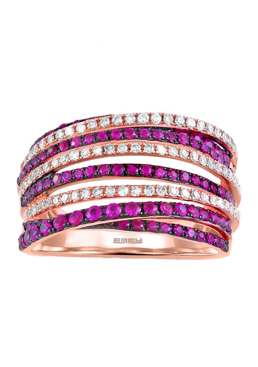 1/3 ct. t.w. Diamond and 3/4 ct. t.w. Ruby Ring in 14K Rose Gold