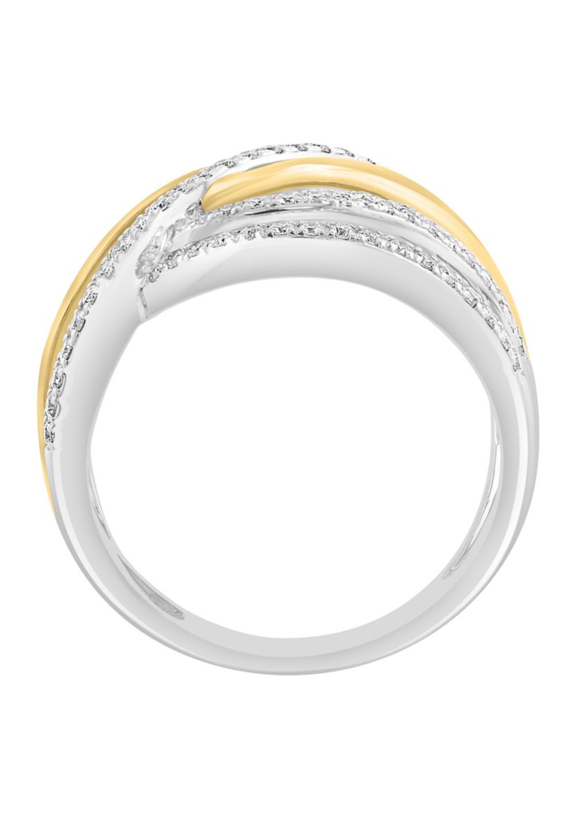 14K White and Yellow Gold Diamond Ring 