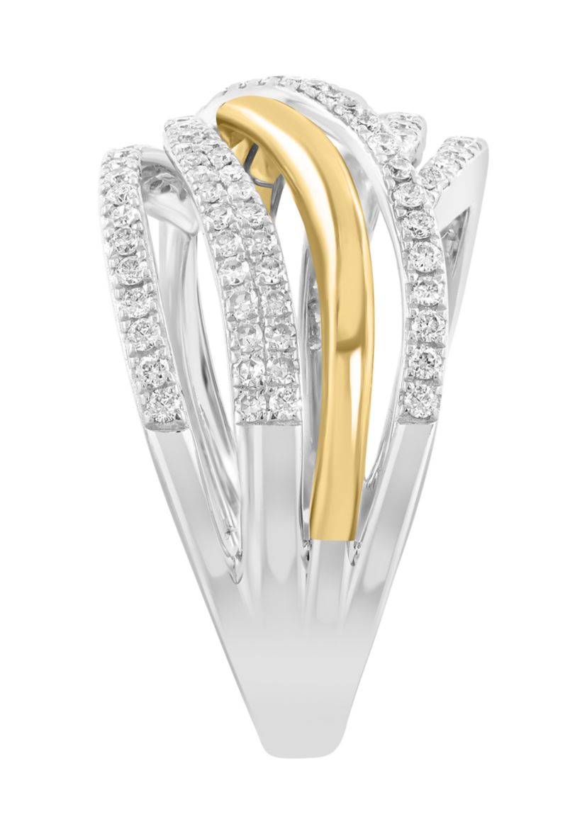14K White and Yellow Gold Diamond Ring 