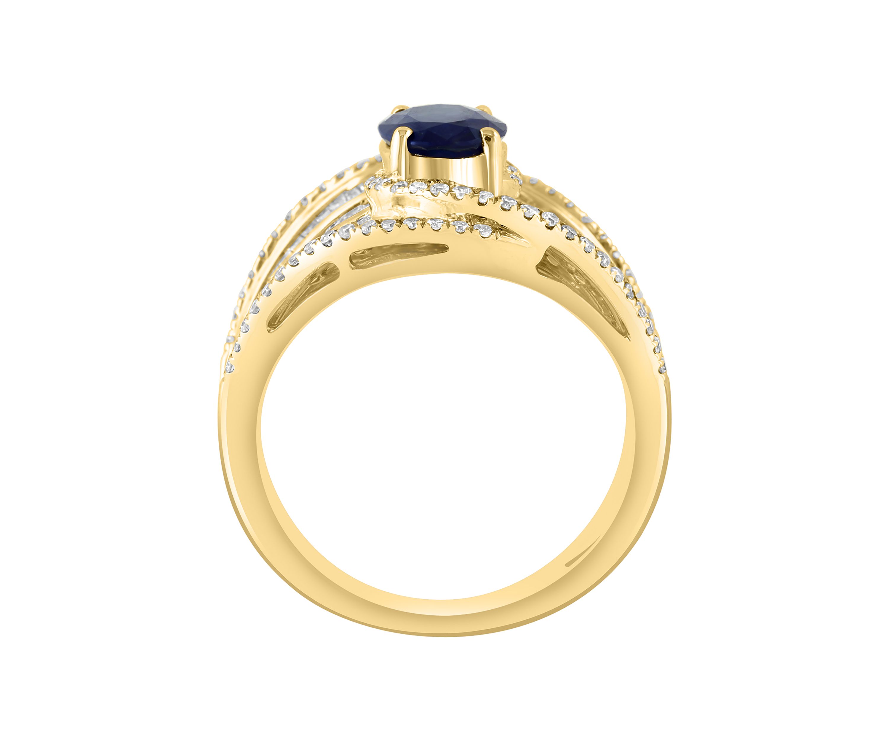 5/8 ct. t.w. Diamond and 1.42 ct. t.w. Sapphire Ring in 14K Yellow Gold