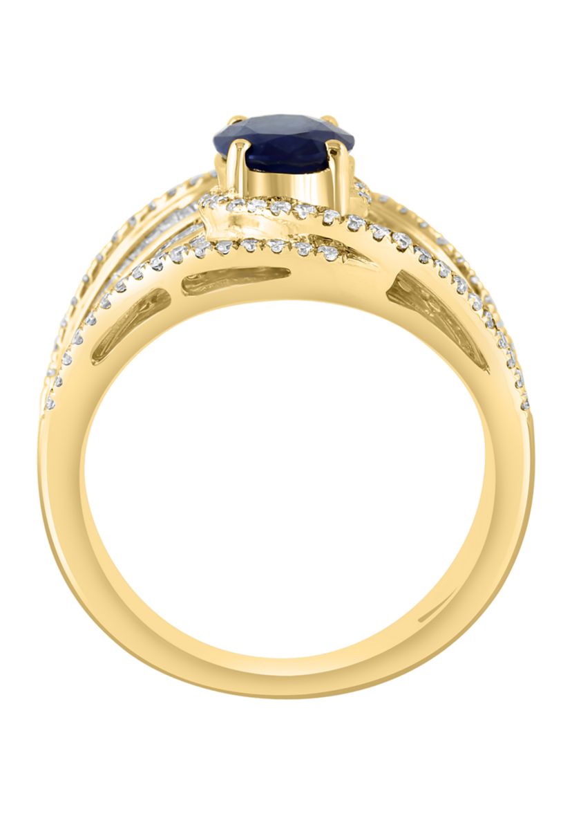 5/8 ct. t.w. Diamond and 1.42 ct. t.w. Sapphire Ring in 14K Yellow Gold