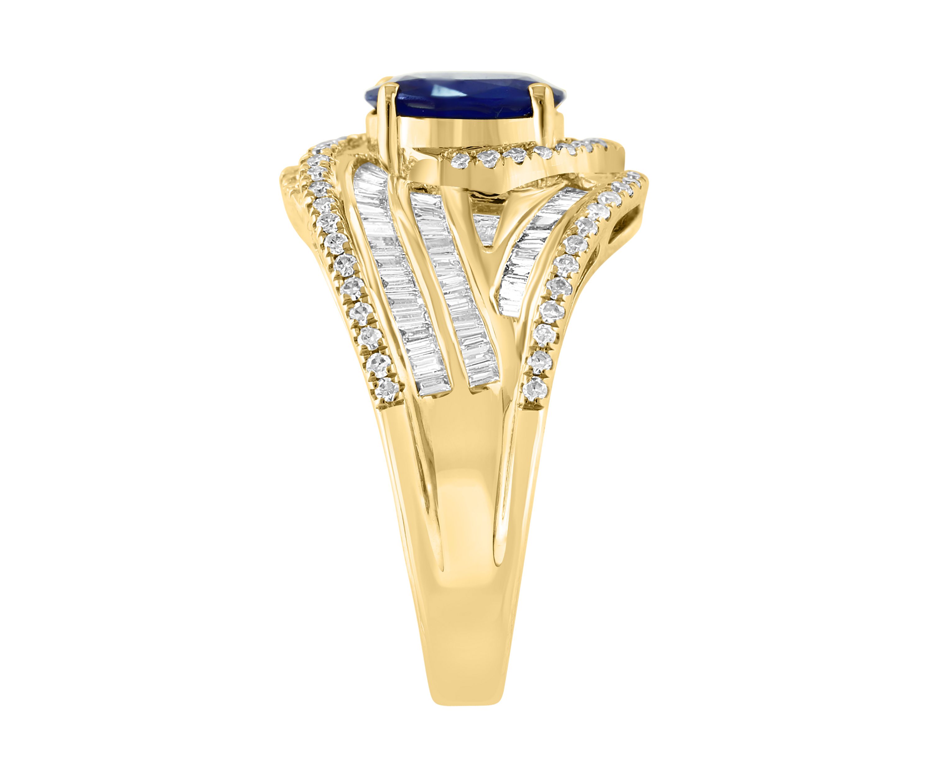5/8 ct. t.w. Diamond and 1.42 ct. t.w. Sapphire Ring in 14K Yellow Gold