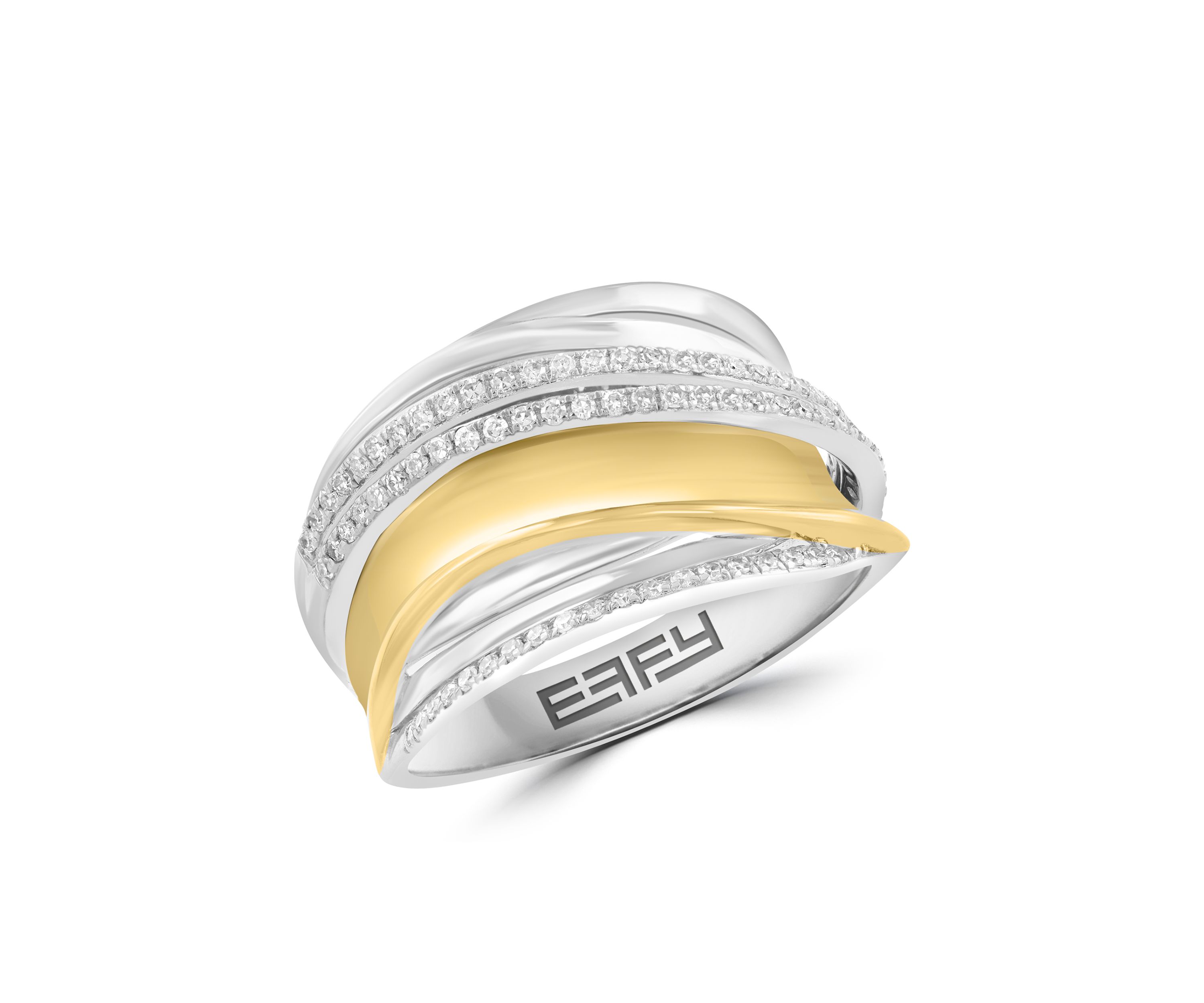 Silver 14K Yellow Gold Plated Diamond Ring 
