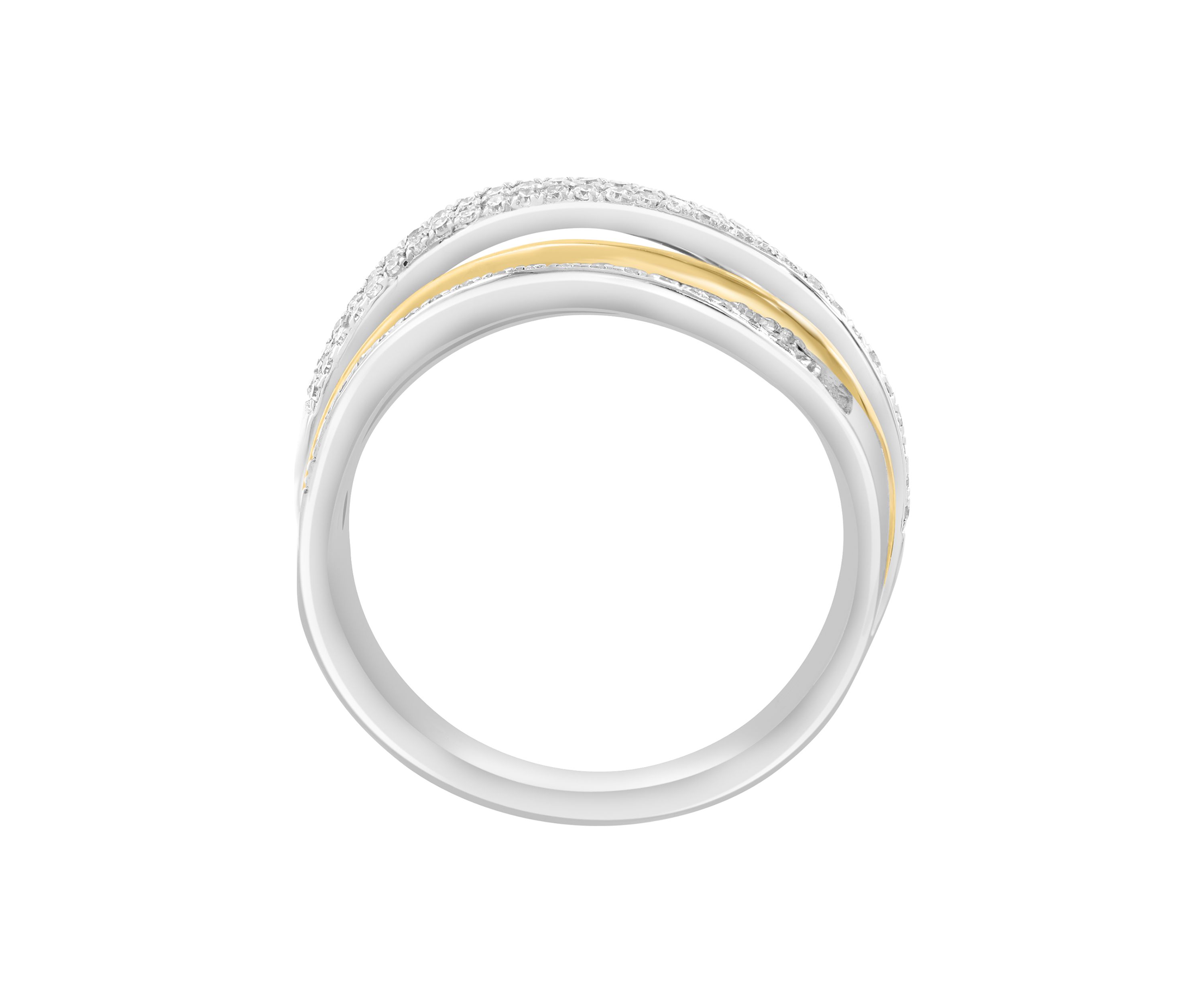 Silver 14K Yellow Gold Plated Diamond Ring 