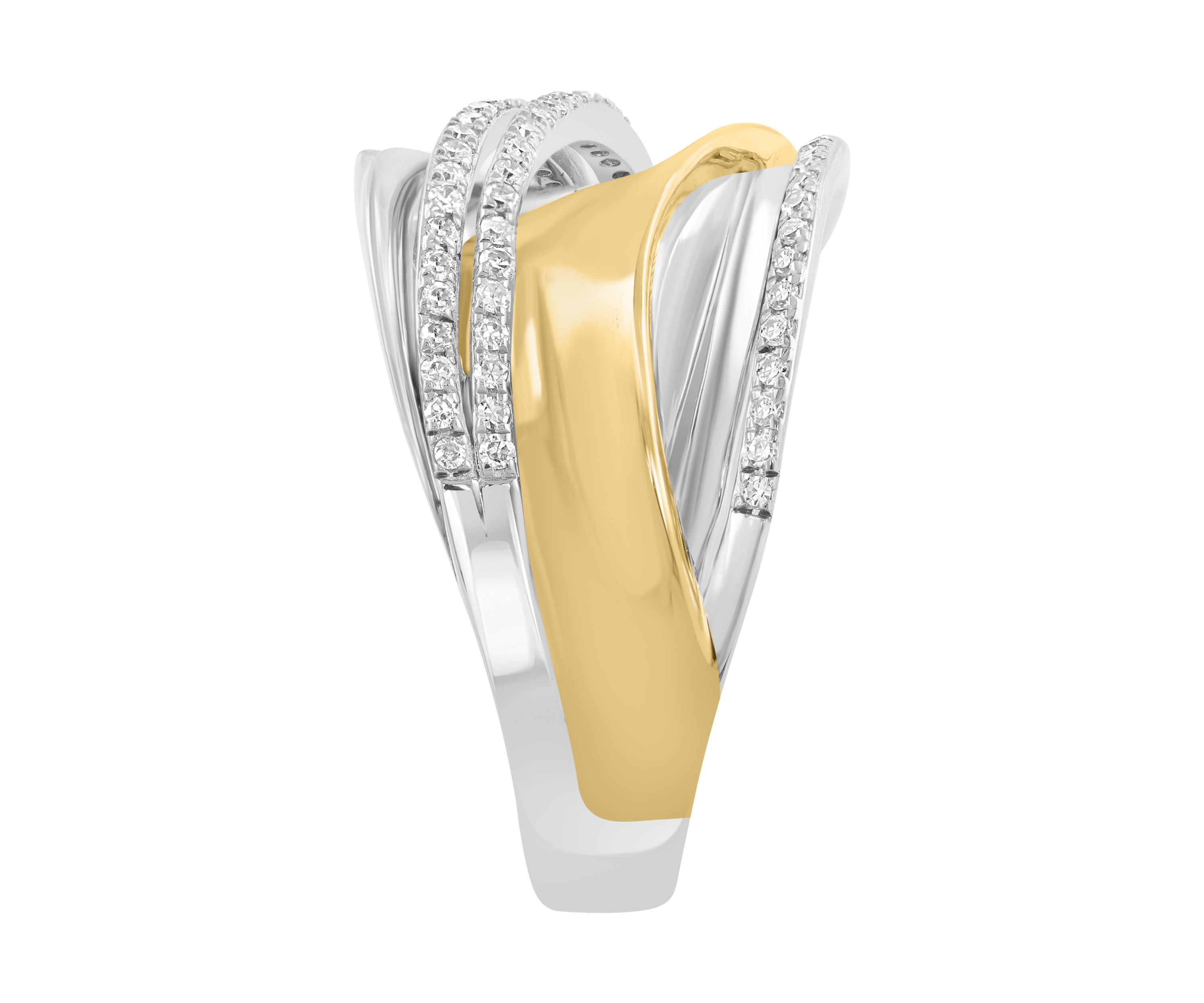 Silver 14K Yellow Gold Plated Diamond Ring 