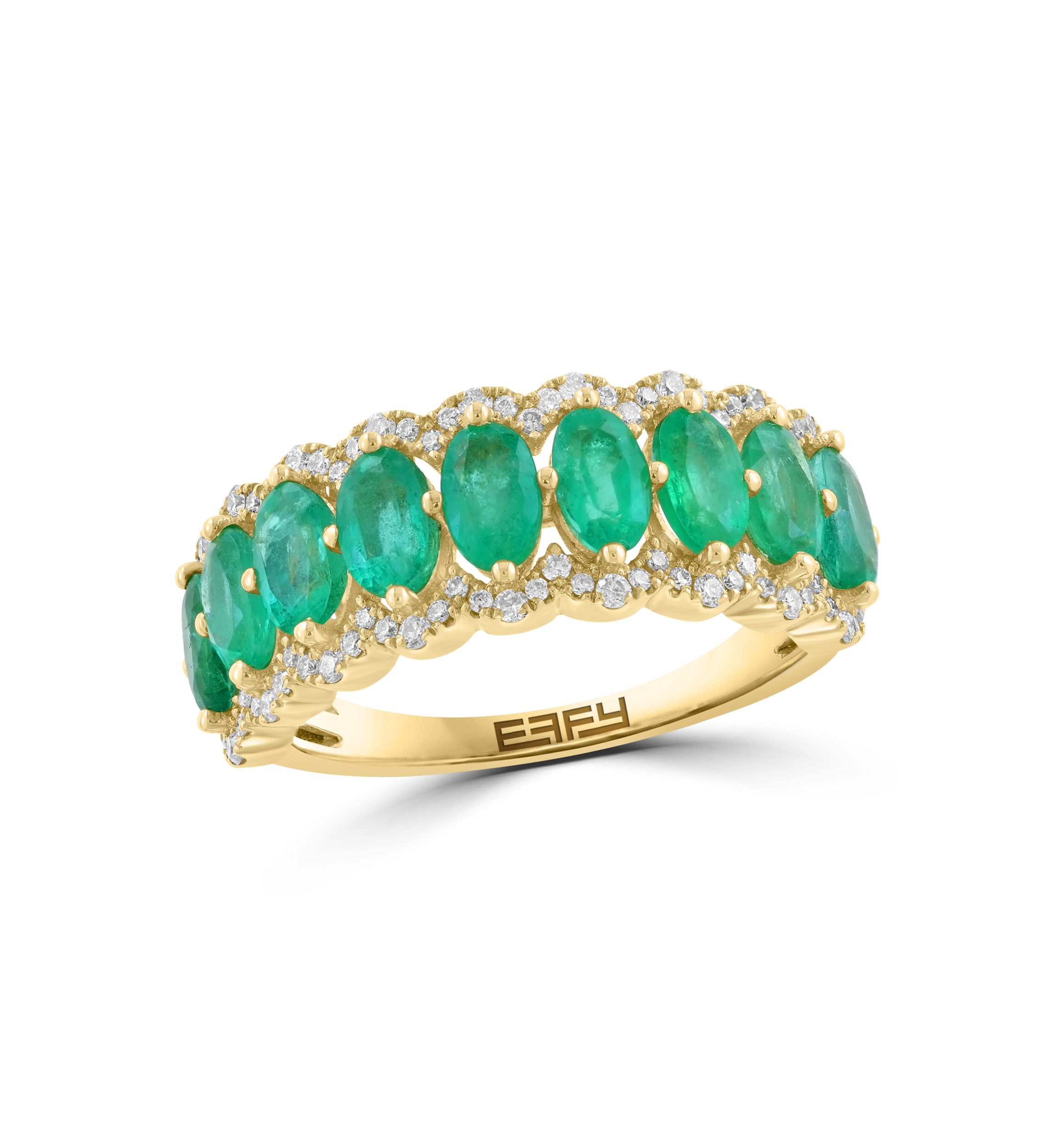 14K Yellow Gold Diamond Emerald Ring 