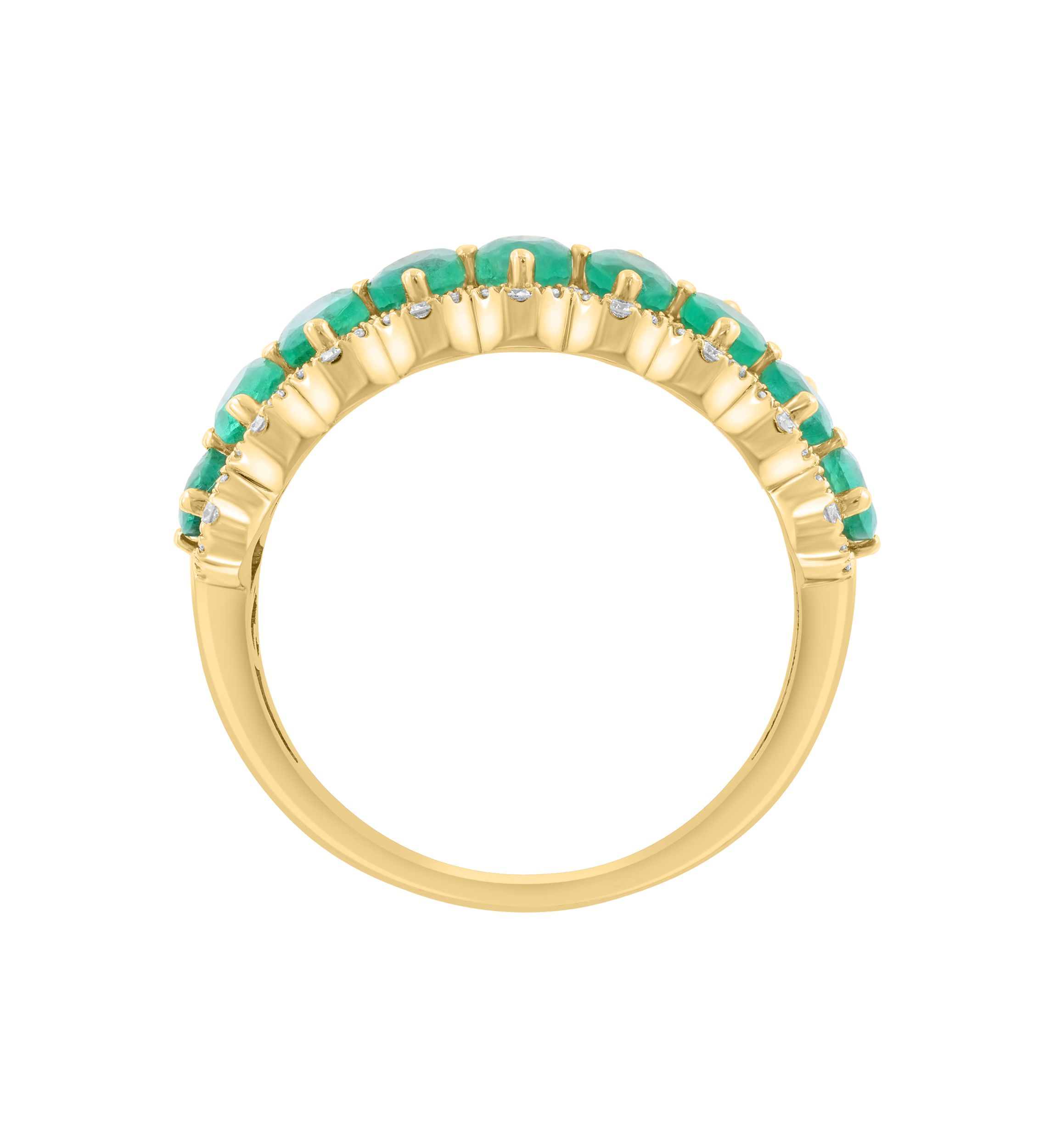 14K Yellow Gold Diamond Emerald Ring 