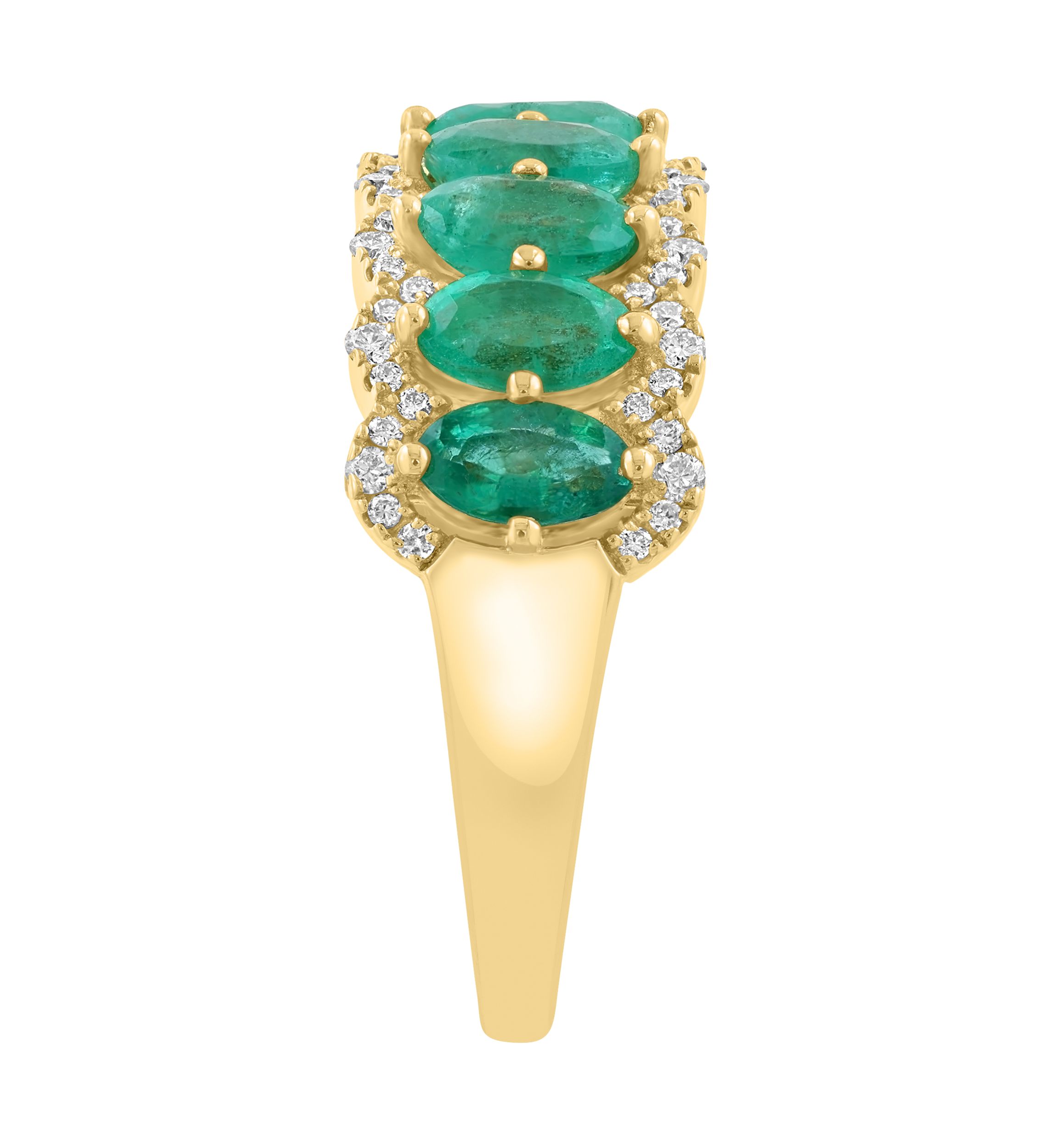 14K Yellow Gold Diamond Emerald Ring 
